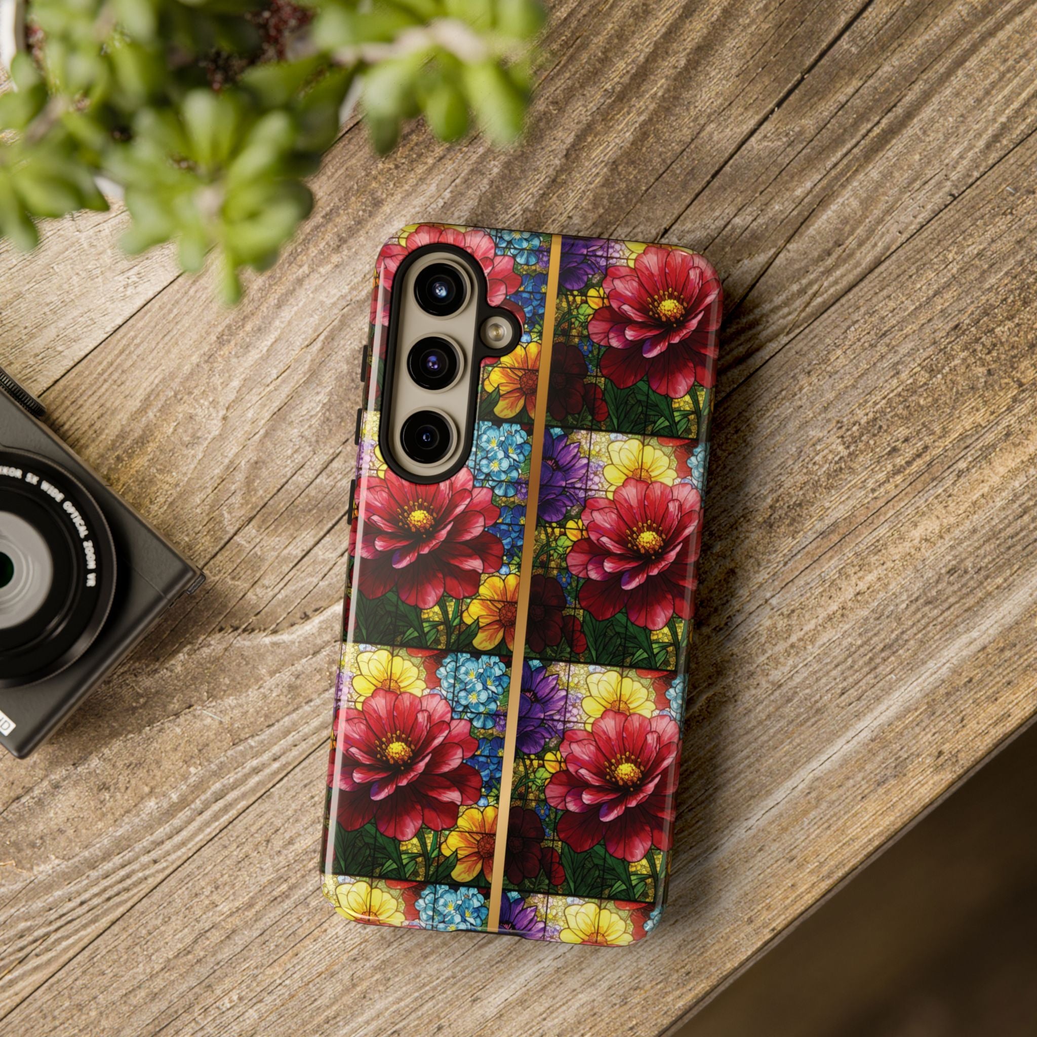 Stained Glass Illusion Floral Phone Case  3D Colorful Flower Design, Protective Christian Gift, Fits iPhone, Samsung, Google Pixel