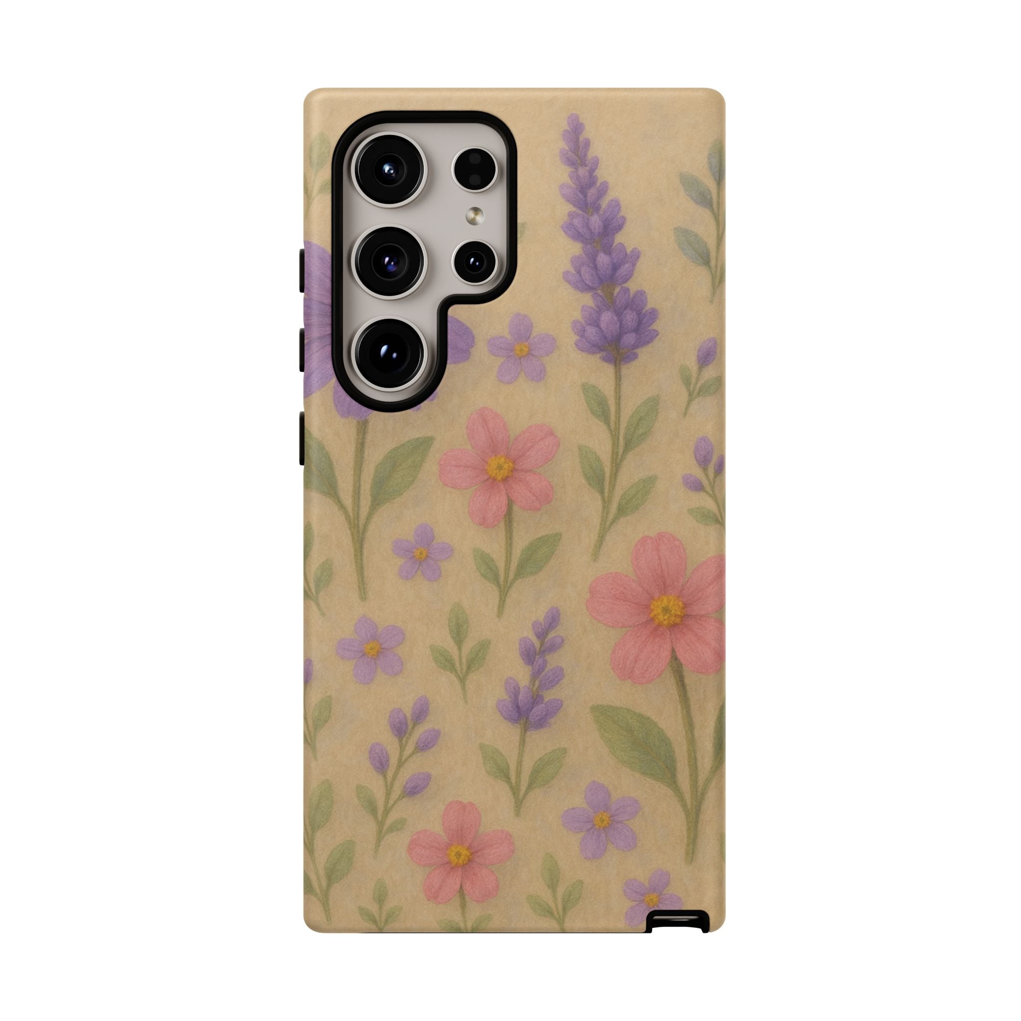 3D Illusion Wildflower Phone Case Cute Pastel Floral Design in Lavender, Pink, Mint Green – Aesthetic Protective Case for iPhone and  Android
