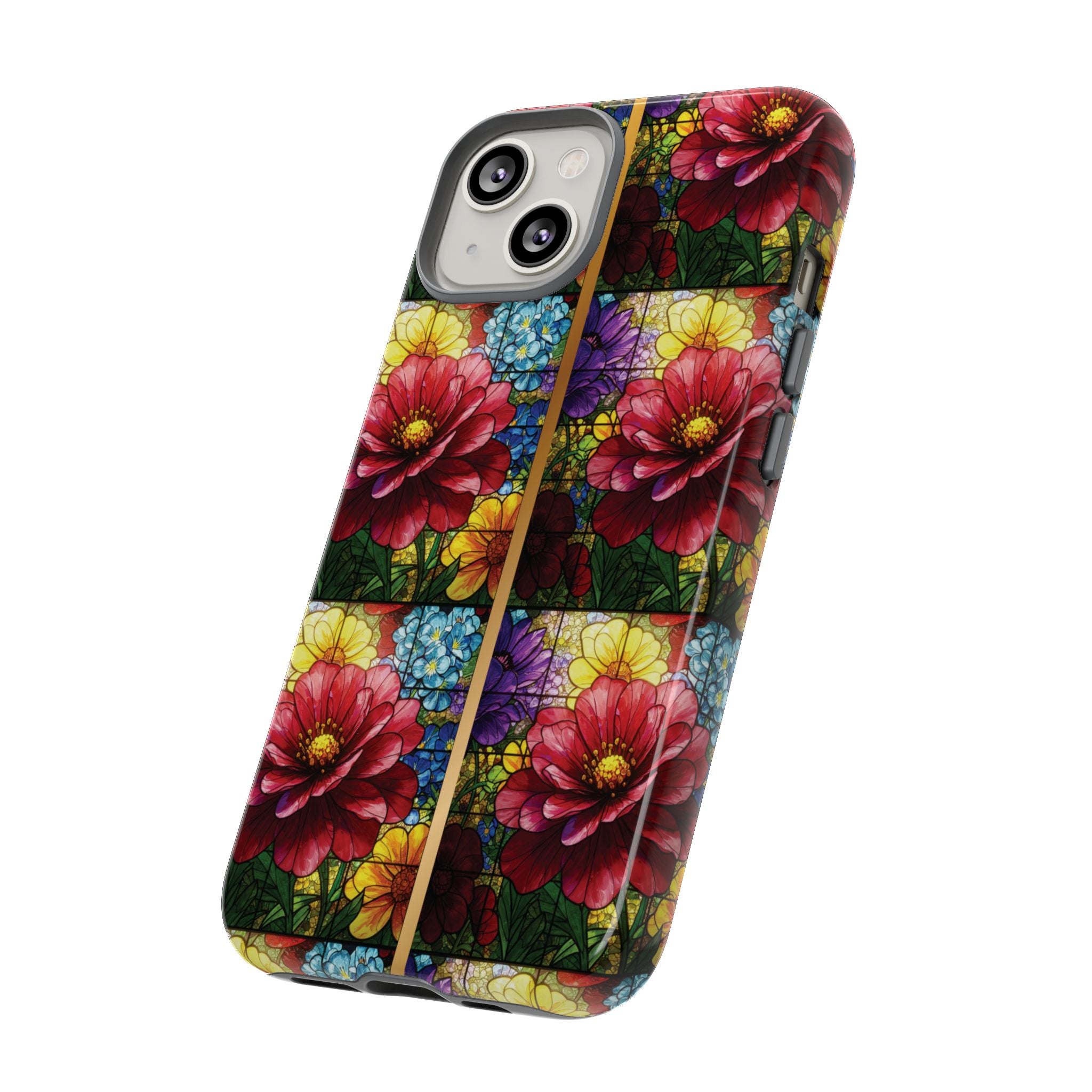 Stained Glass Illusion Floral Phone Case  3D Colorful Flower Design, Protective Christian Gift, Fits iPhone, Samsung, Google Pixel