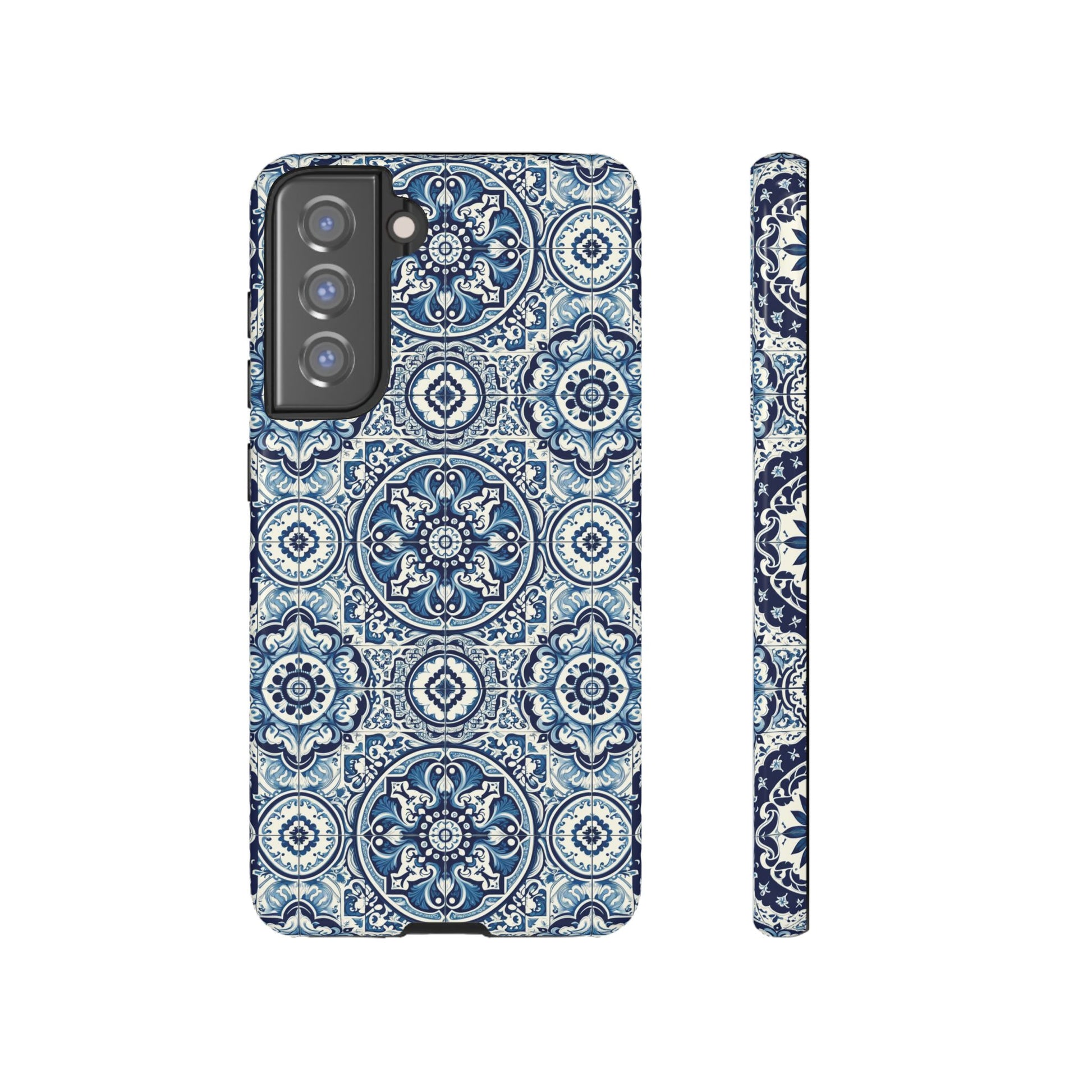 Azulejo Tile Phone Case Elegant Mediterranean Blue Porcelain Design iPhone 17, 16, 15, Samsung iPhone Samsung Accessory Gift for Her