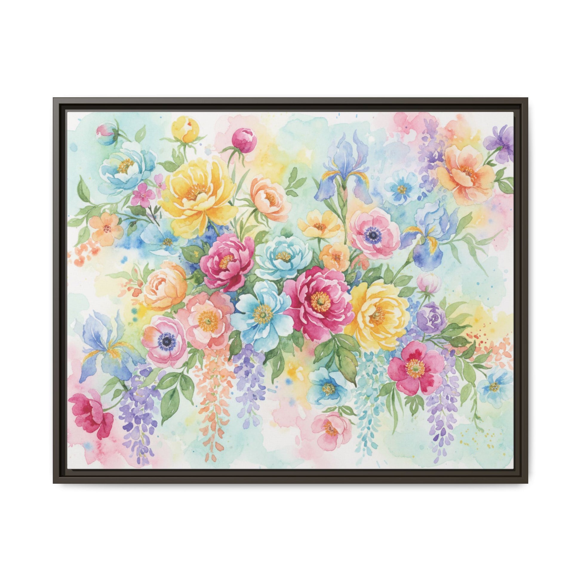 Watercolor Floral Bouquet Canvas, Framed Matte Wall Art | Multi-Color Wall Art