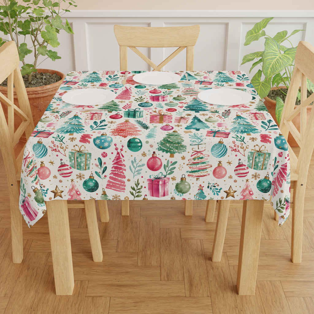 Christmas Trees & Gifts Tablecloth — Festive Holiday Holiday Table Linen Party