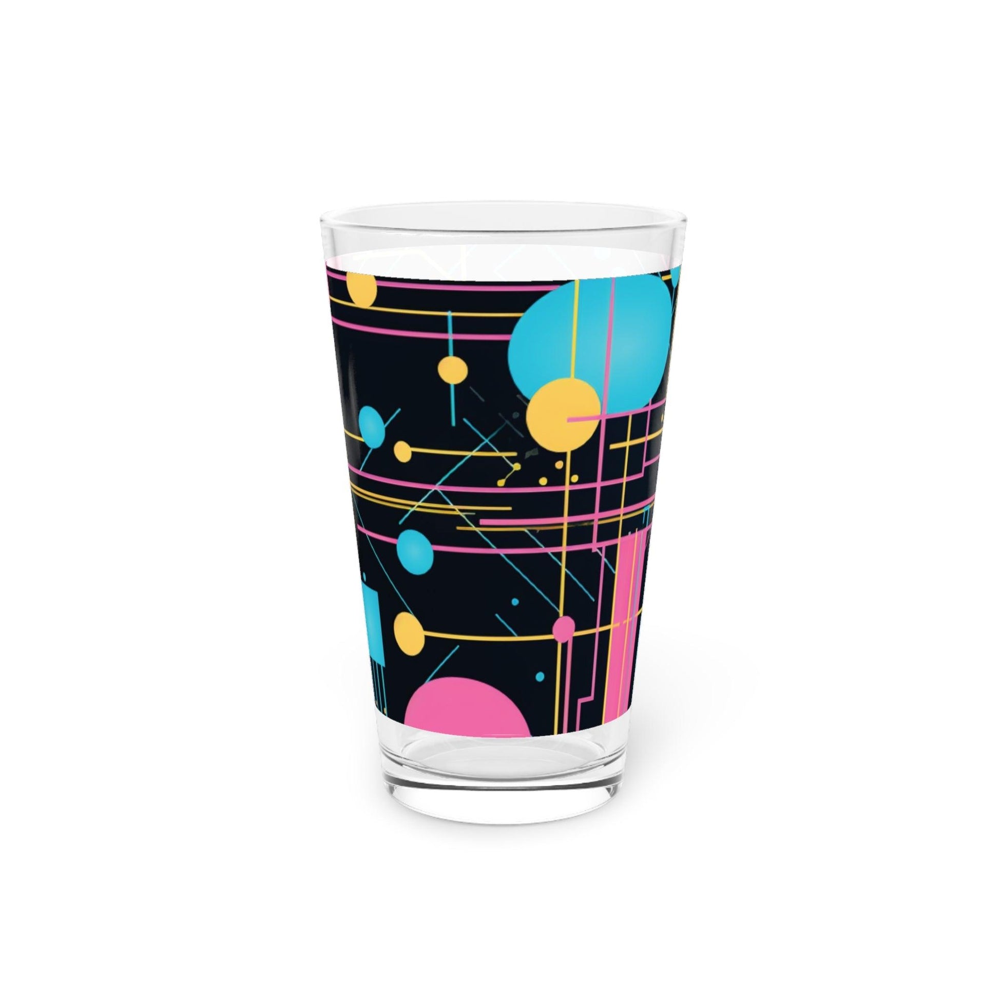 Retro Geometric Elegance 16oz Pint Glass Perfect Fusion of Vintage Style & Modern Drinking Experience, Ideal for Craft Beer & Beverages, Dishwasher Safe16oz Pint Glass Gifts, Party Drinkware, Cocktail, Wedding Perfect for Parties Glassware, New House Gift - MRSBYVALLE