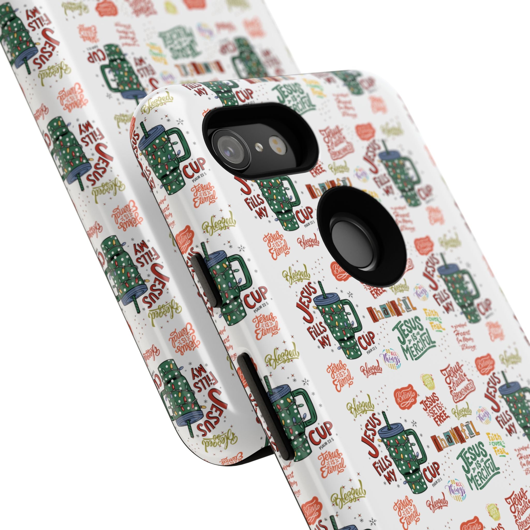 Jesus Fill My Cup Phone Case Cute Floral Design in Red, Pink, Blue – Aesthetic Protective Case for iPhone and  Android