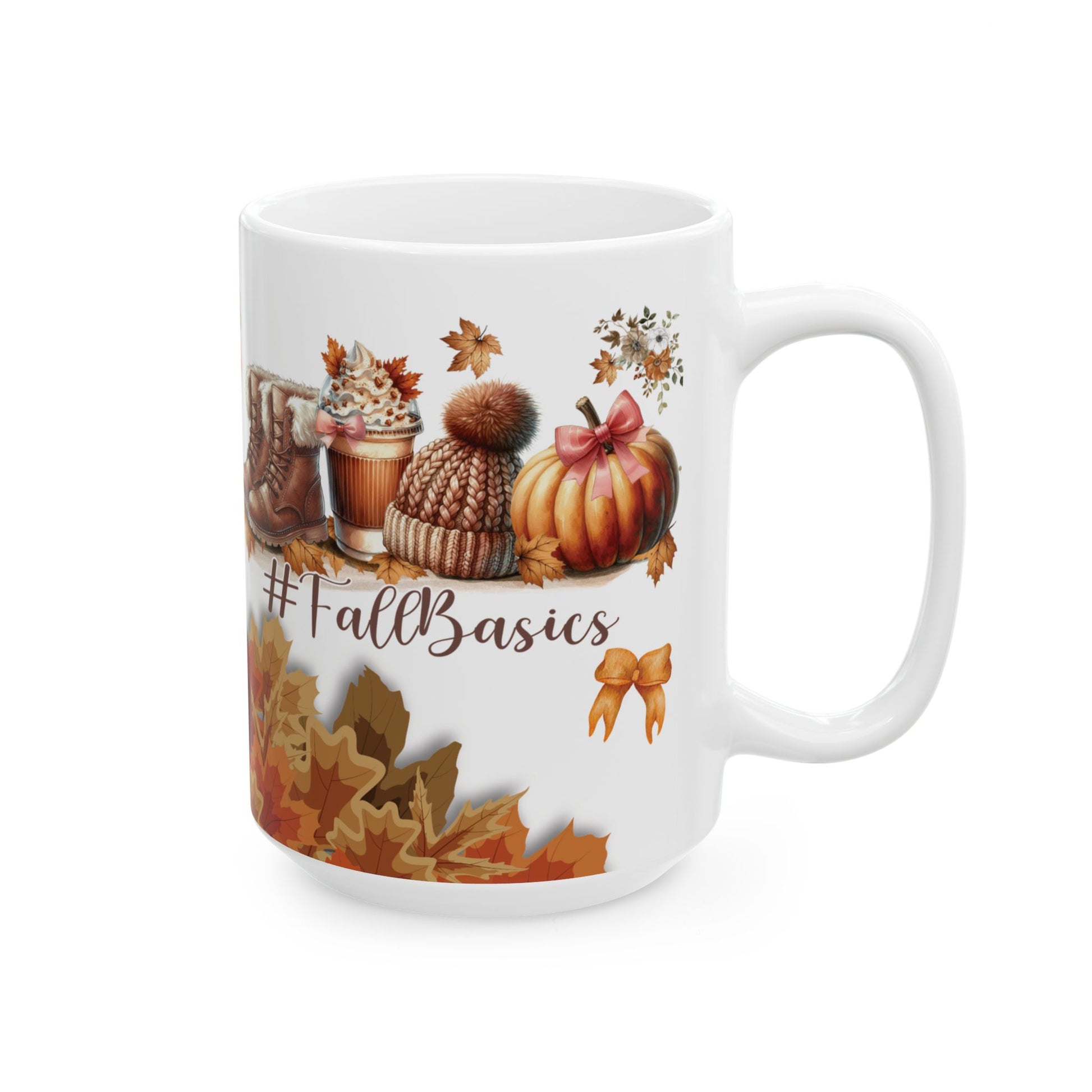 Fall Basic 11oz & 15oz Coffee Mugs – Autumn Leaves, Cozy Vibes, Perfect for Pumpkin Spice & Fall Lovers Dishwasher Safe, Microwave Friendly, Seasonal Mug Gift for Home & Office Morning Brew - MRSBYVALLE