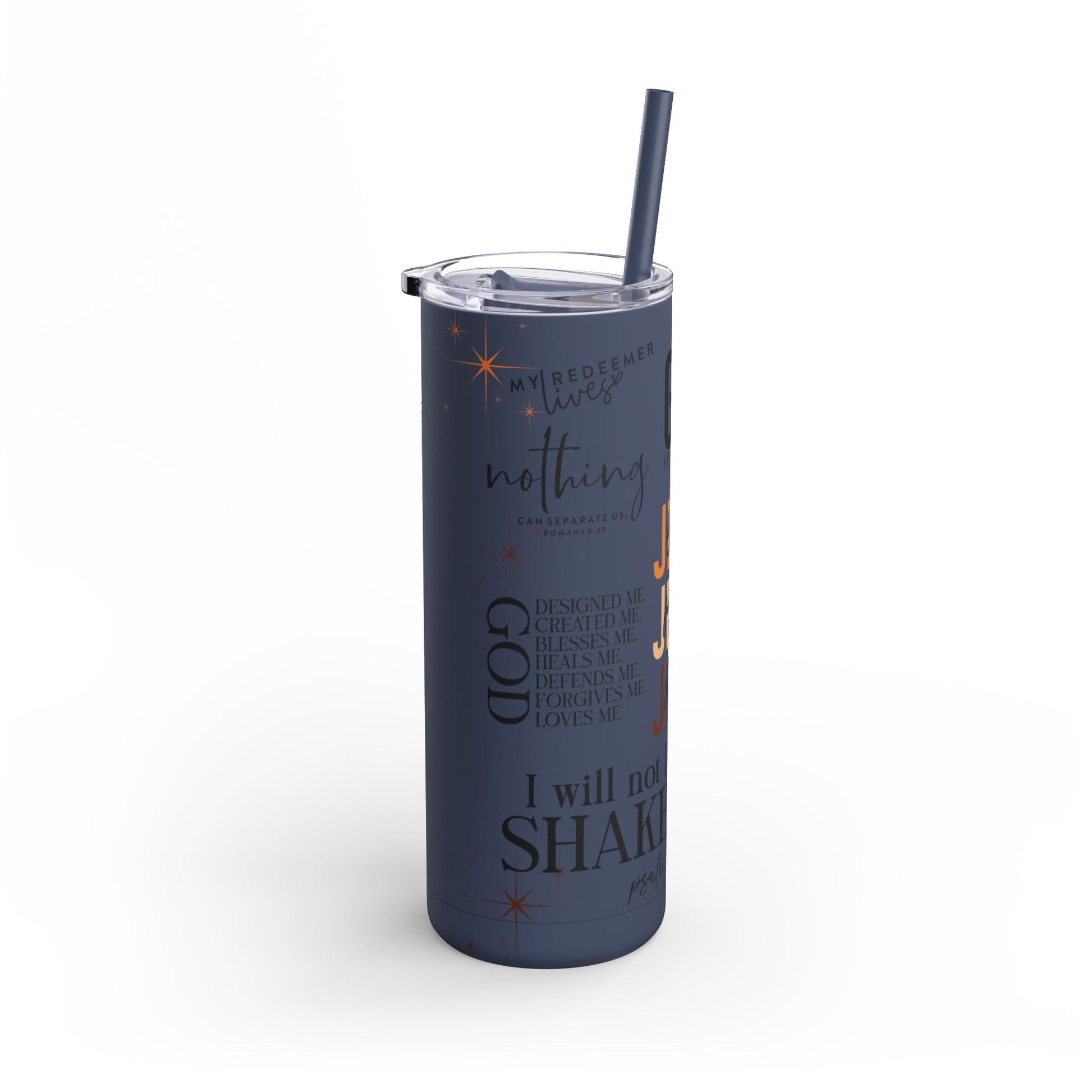 Inspirational Christian Skinny Tumbler 20oz Jesus Faith Gift, Bible Verse Travel Mug, Motivational Drinkware, Christian Prefect Gift