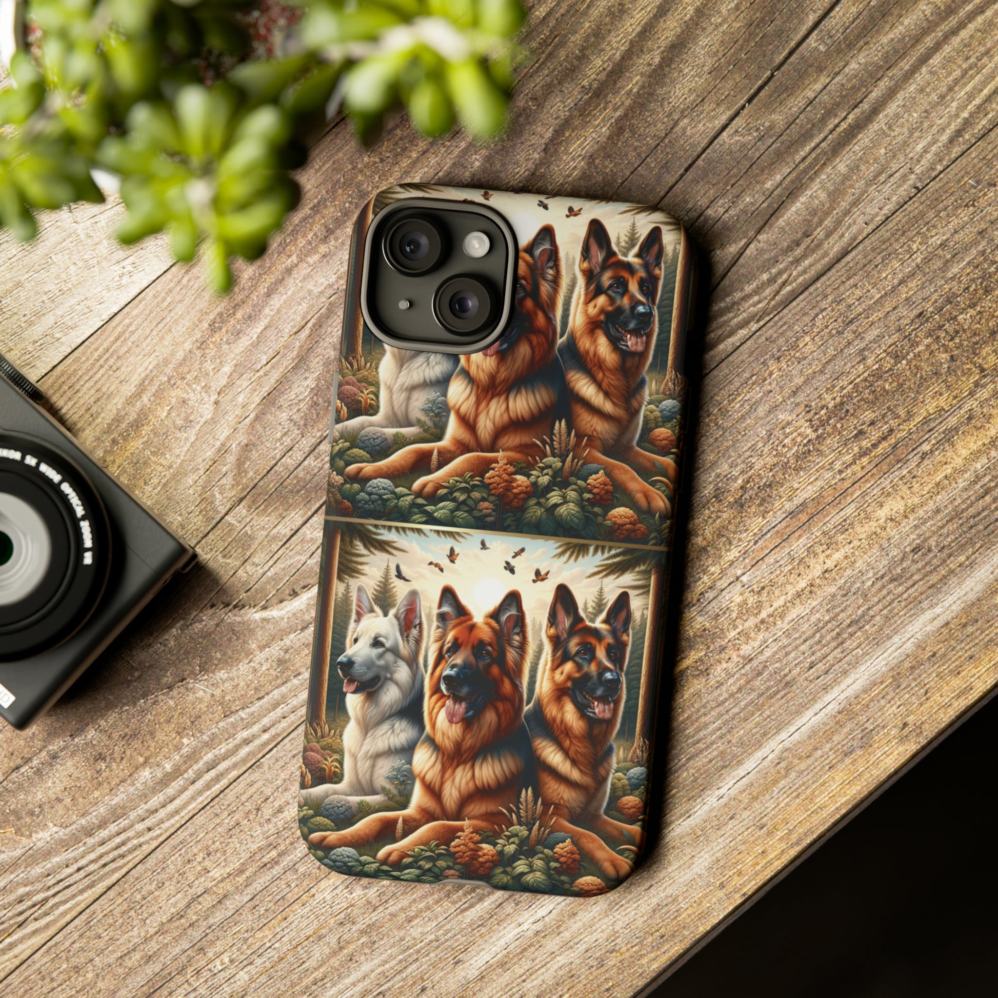 German Shepherd Phone Tough Case Floral Elegant Durable Dog Lover Devices iPhone 15, Samsung iPhone Samsung Accessory Gift for Her.