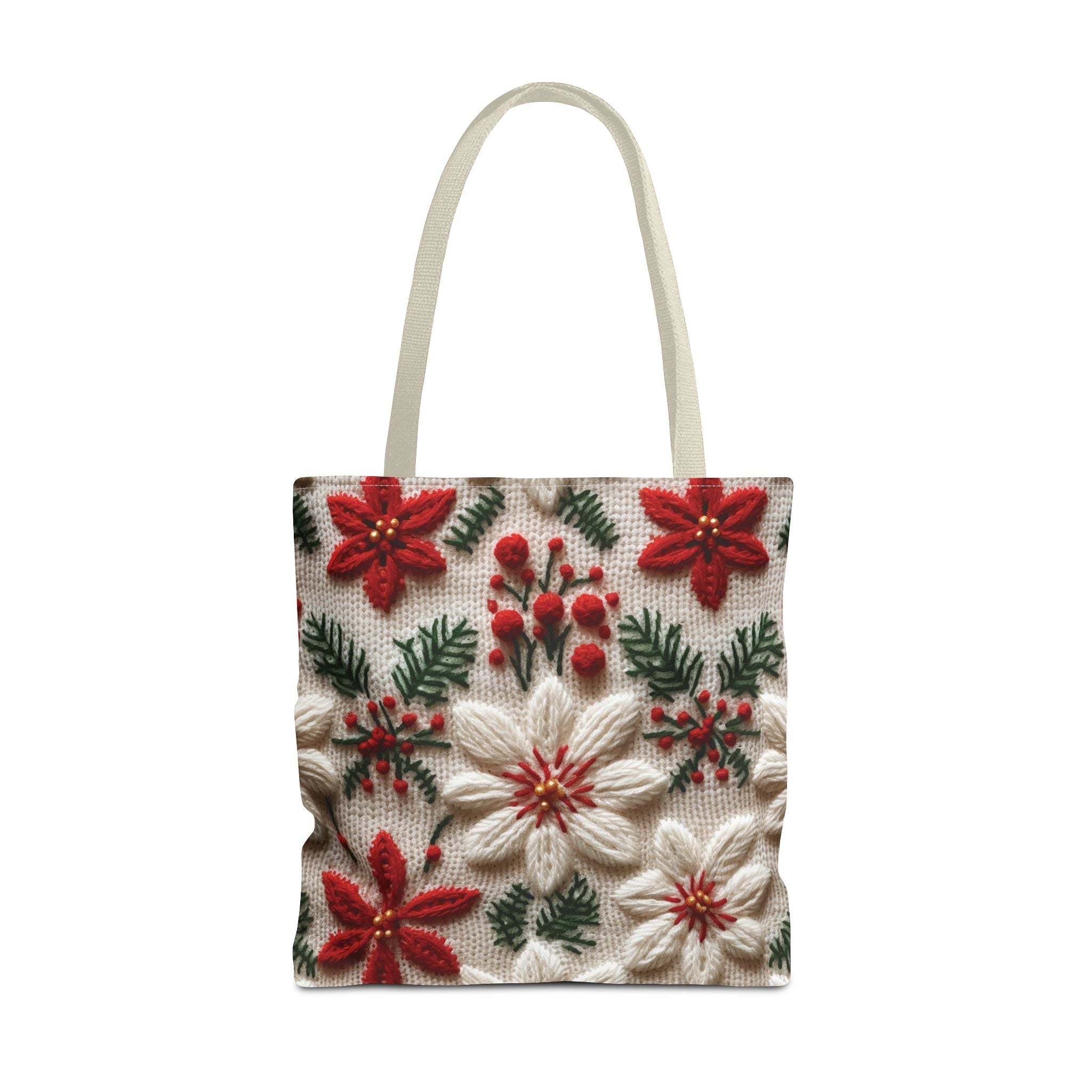 Festive Poinsettia Christmas Tote Stylish Holiday Bag for Shopping, Gifts, and Everyday Use - Durable, Reusable, and Perfect for Spreading Cheer This Holiday Season - MRSBYVALLE