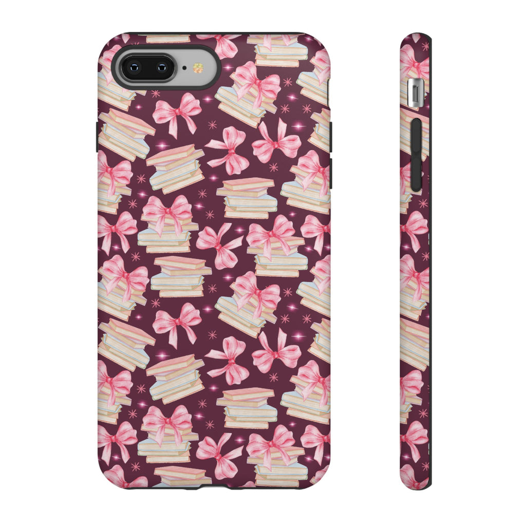 Coquette Pink Bows & Books Phone Case for iPhone 16 15 14 13 12  21 23 Samsung, and Pixel | Stylish Protective Cover Gift for Her Perfect for Floral Lover