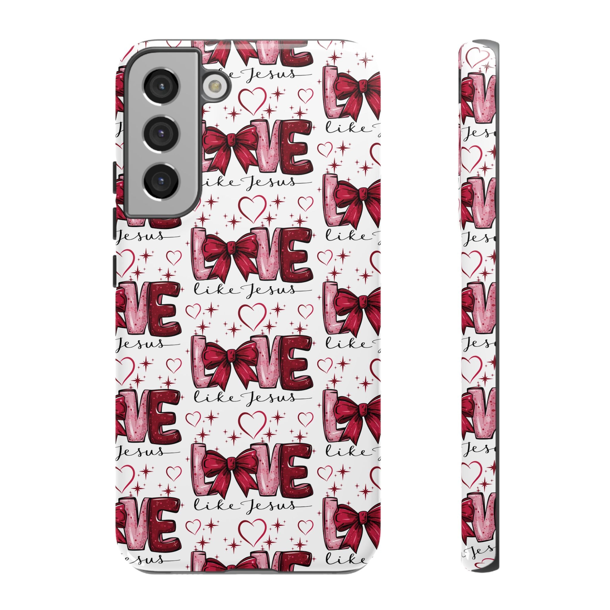 Love Like Jesus Red Bows and Hearts—Tough, Faithful Phone Cases & Religious iPhone Accessories: Protect Your Device & Show Your Faith