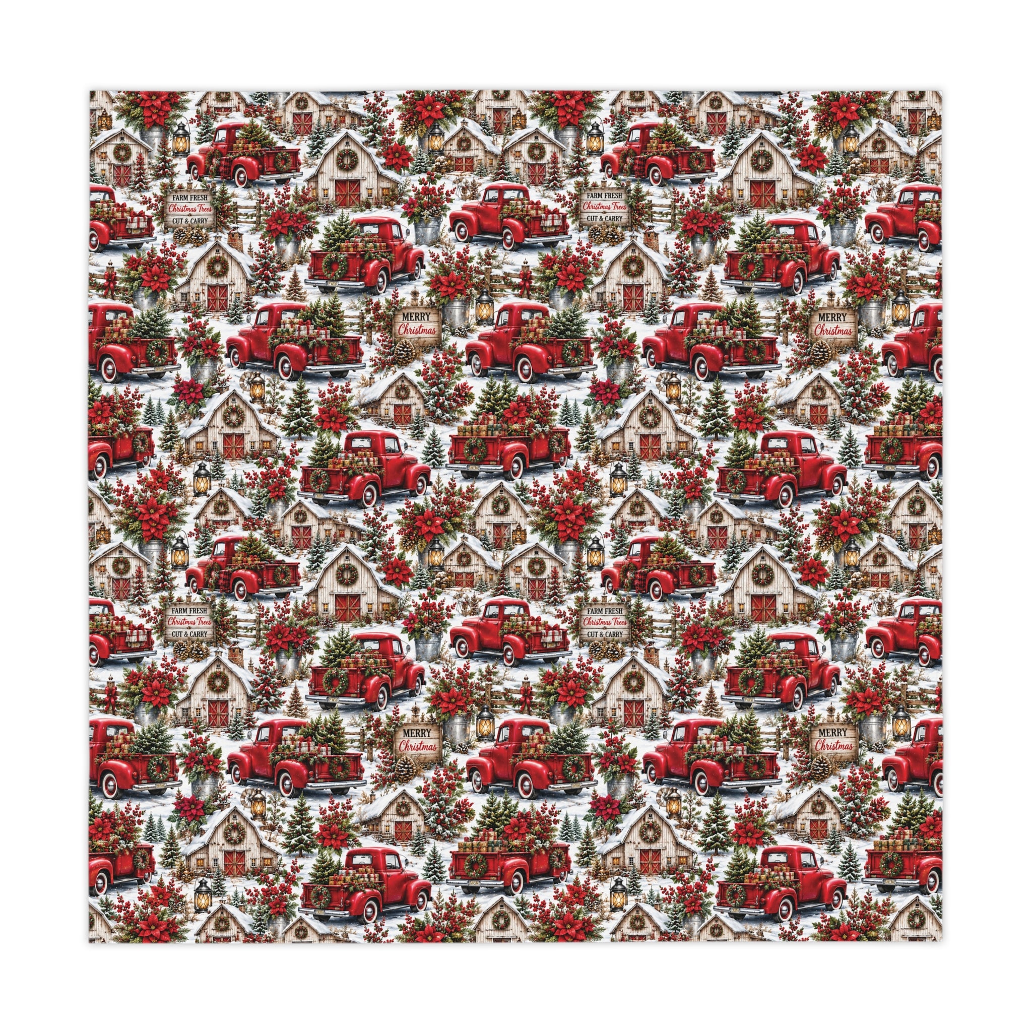 Vintage Red Truck Christmas Tablecloth — Holiday Farmhouse Plaid Decor