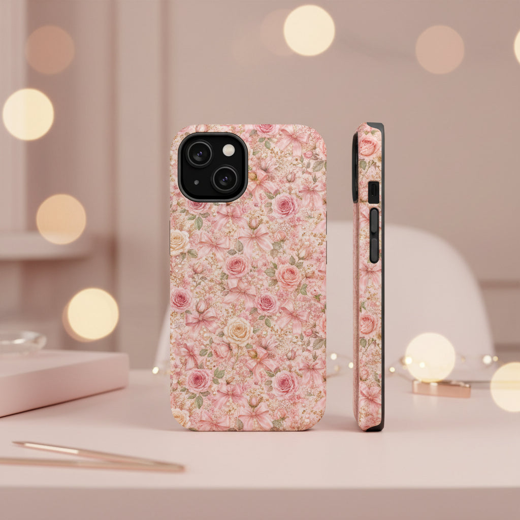 Phone case with a floral pattern on a white background