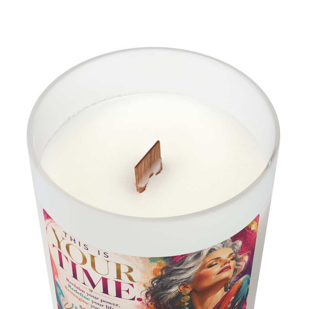 Frosted Glass Candle — "This is Your TIME" 11oz Inspirational Scented Candle