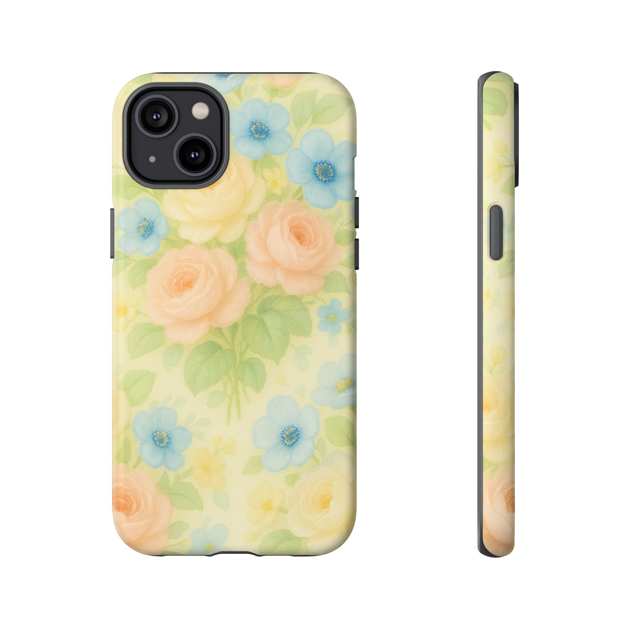 Pastel Yellow Vintage Floral Phone Case  Romantic Cottagecore Aesthetic, Soft Botanical Design, Protective Gift for Her, Fits iPhone & Samsung Models