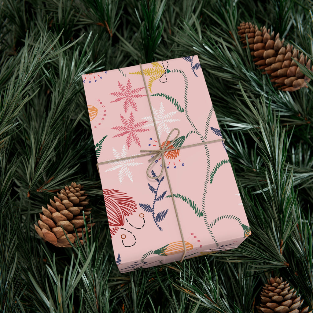 Pink Wildflowers Wrapping Paper Pink Bows Cherries Elegance Perfect for Gifts Weddings, Bridal Baby Showers All Occasion - MRSBYVALLE