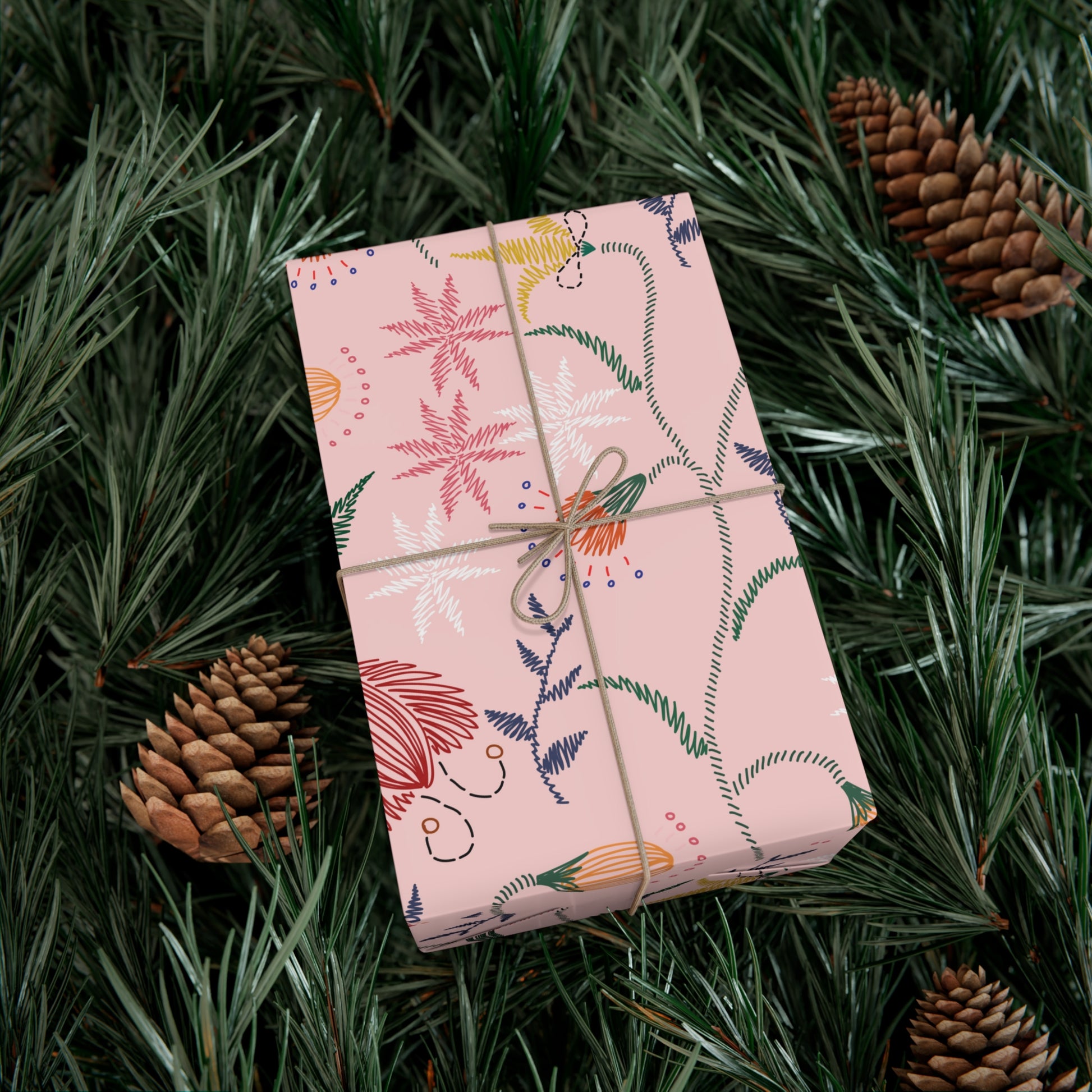 Pink Wildflowers Wrapping Paper Pink Bows Cherries Elegance Perfect for Gifts Weddings, Bridal Baby Showers All Occasion - MRSBYVALLE
