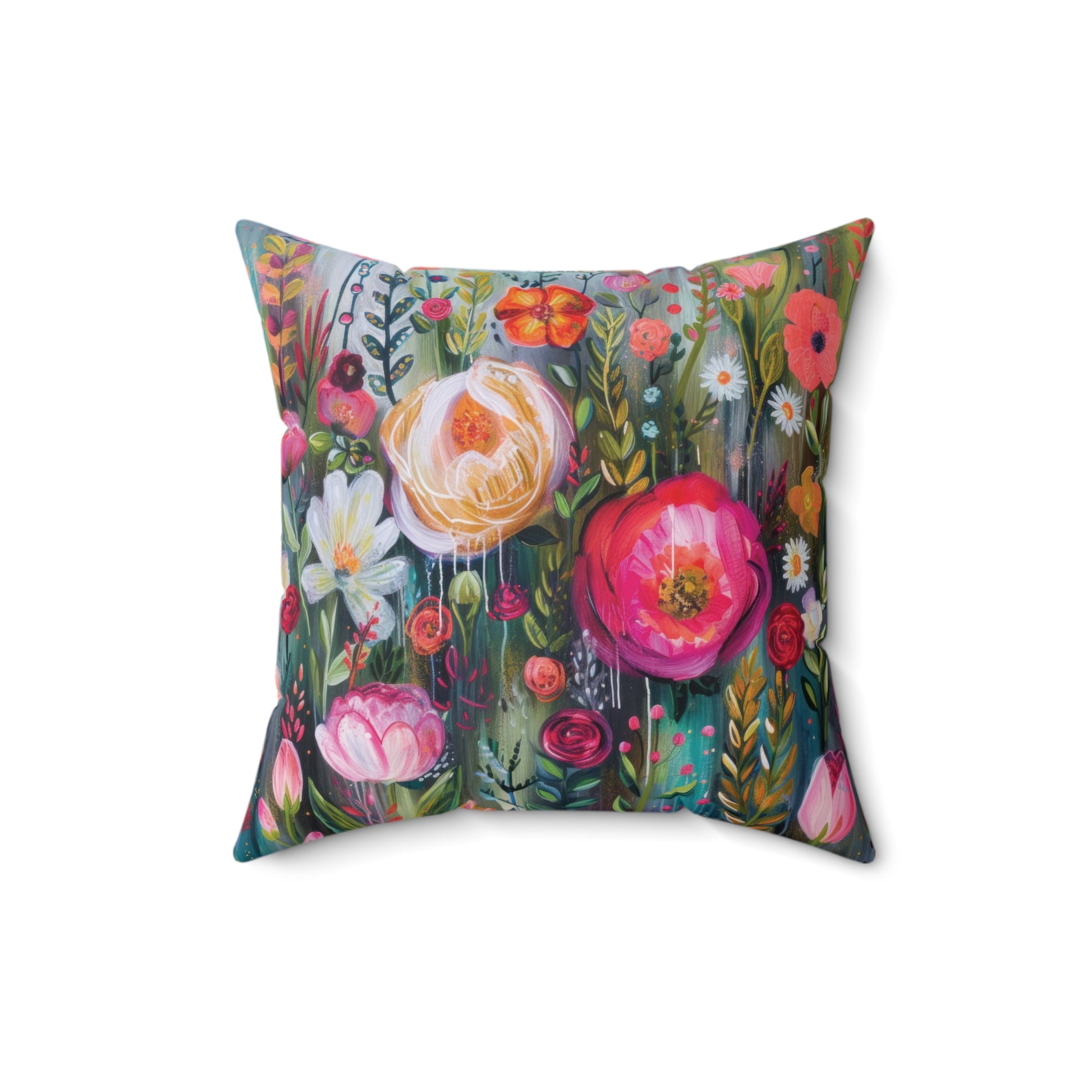 Watercolor Boho Floral Square Pillow Soft, Durable 100% Polyester Cover with Double-Sided Print, Stylish Home Decor Accent, Concealed Zipper, Ideal for Living Room or Bedroom Throw Pillow for Boho-Inspired Home Décor Bridal Shower - MRSBYVALLE