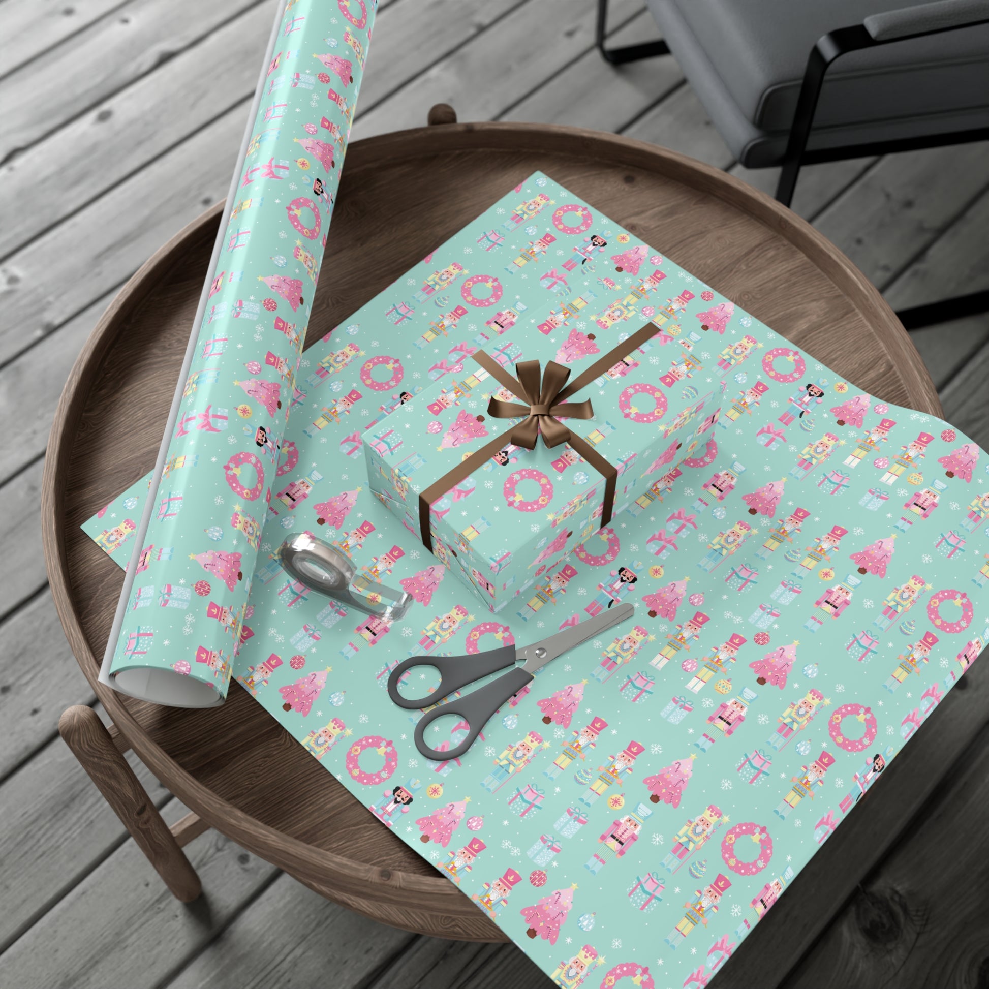 Pink and Pastel Green Christmas Nutcrackers Wrapping Paper | Vibrant Seasonal Blooms | Perfect for Thanksgiving, Birthdays, Special Occasions | Premium Quality Gifts Moms - MRSBYVALLE