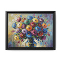 Impression sur toile bouquet floral aquarelle - Tableau mural encadré mat - Illusion de peinture à l'huile vibrante