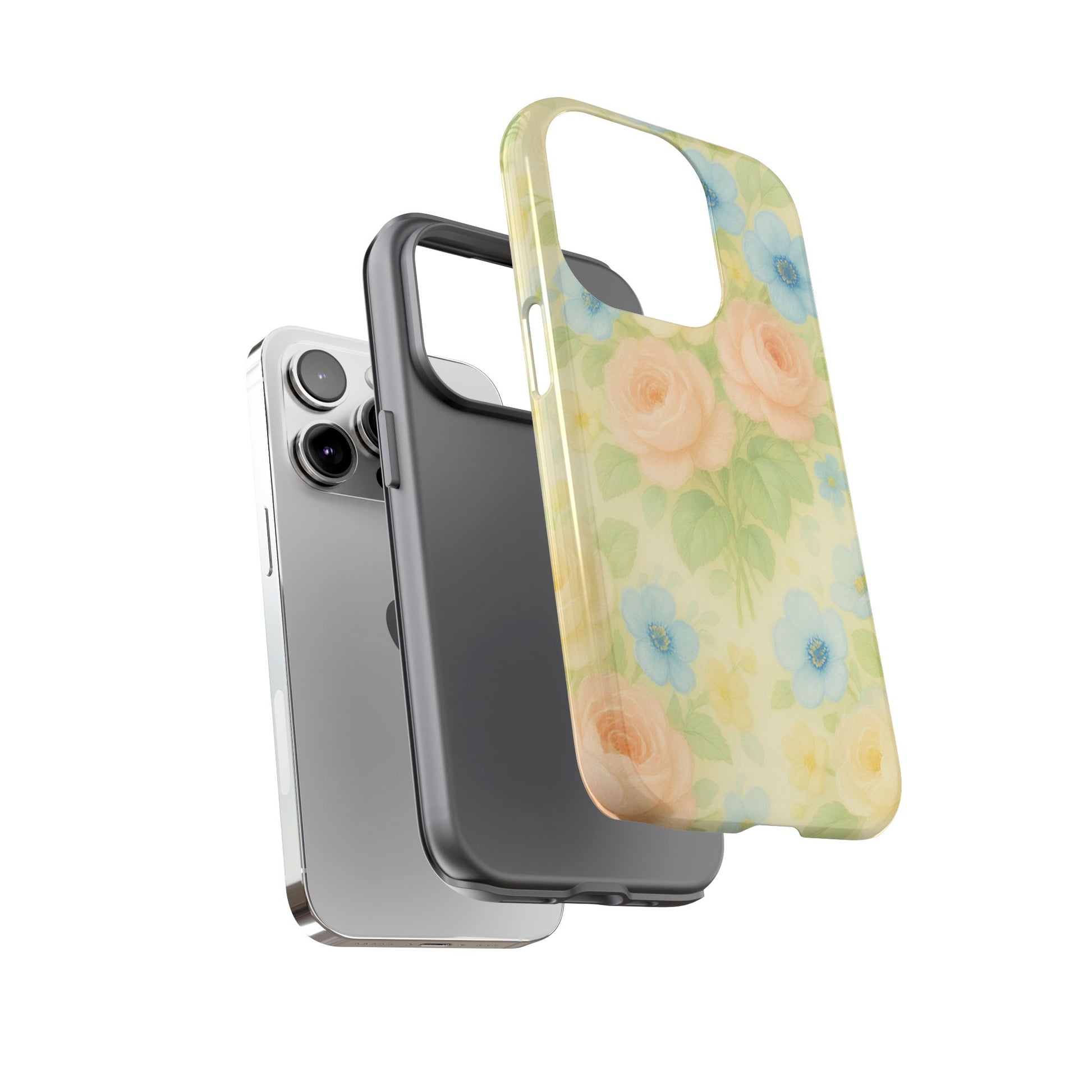 Pastel Yellow Vintage Floral Phone Case  Romantic Cottagecore Aesthetic, Soft Botanical Design, Protective Gift for Her, Fits iPhone & Samsung Models