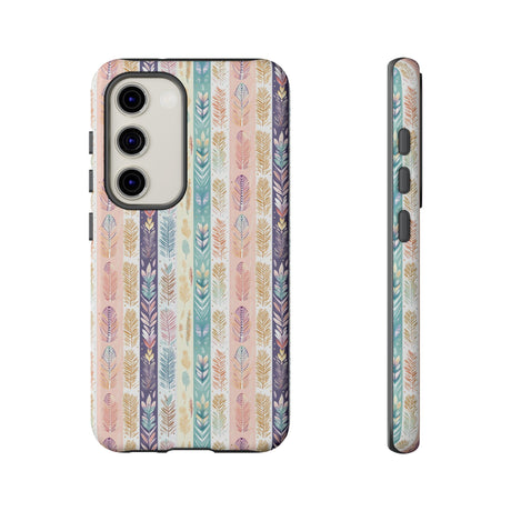 Boho Pastel Feathers Modern Watercolor Abstract Phone Case Compatible with iPhone, Samsung & More - Stylish, Durable Protection with Vibrant Artistic Design Perfect Gift for Her