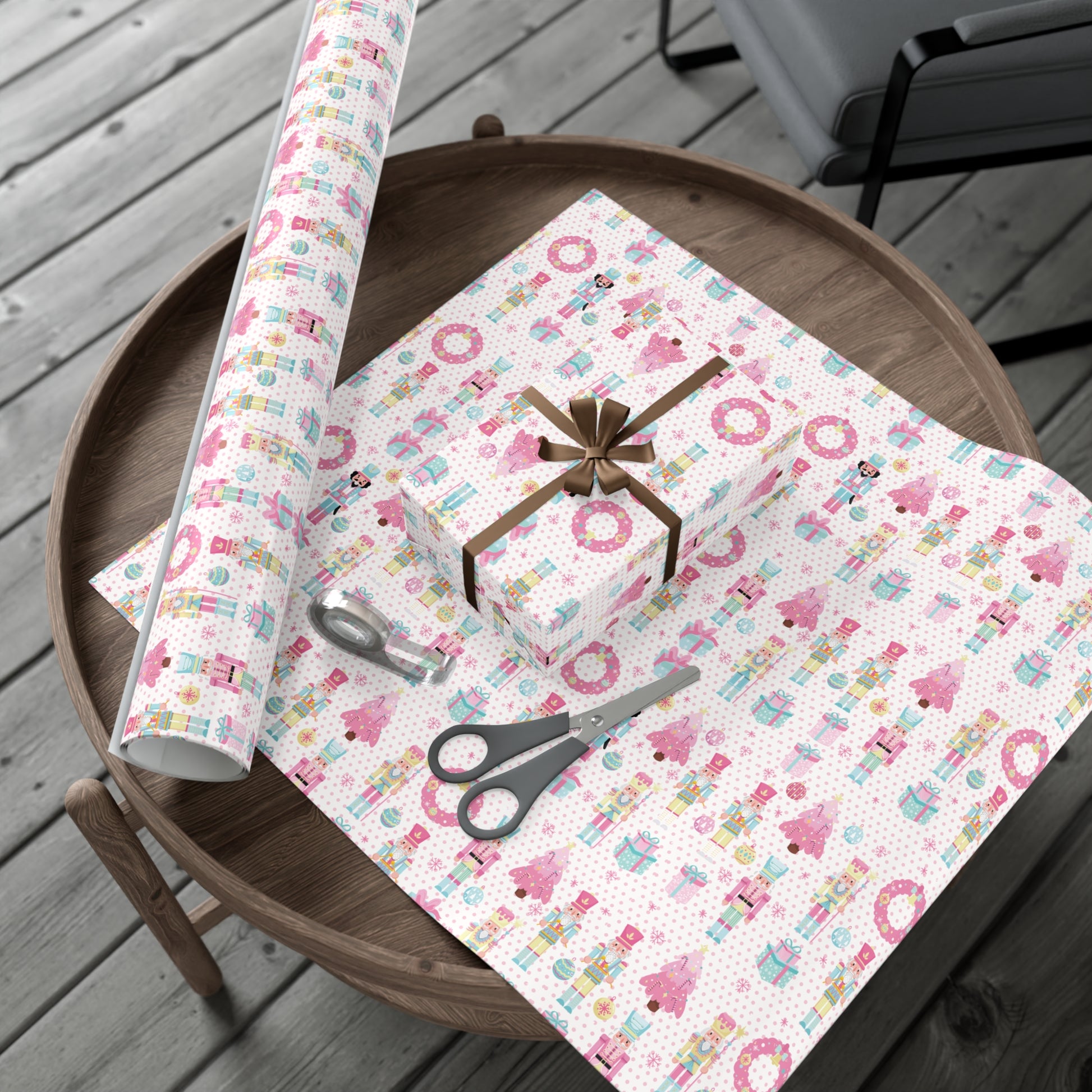 Pink Christmas Nutcrackers Wrapping Paper | Vibrant Seasonal Blooms | Perfect for Thanksgiving, Birthdays, Special Occasions | Premium Quality Gifts Moms - MRSBYVALLE