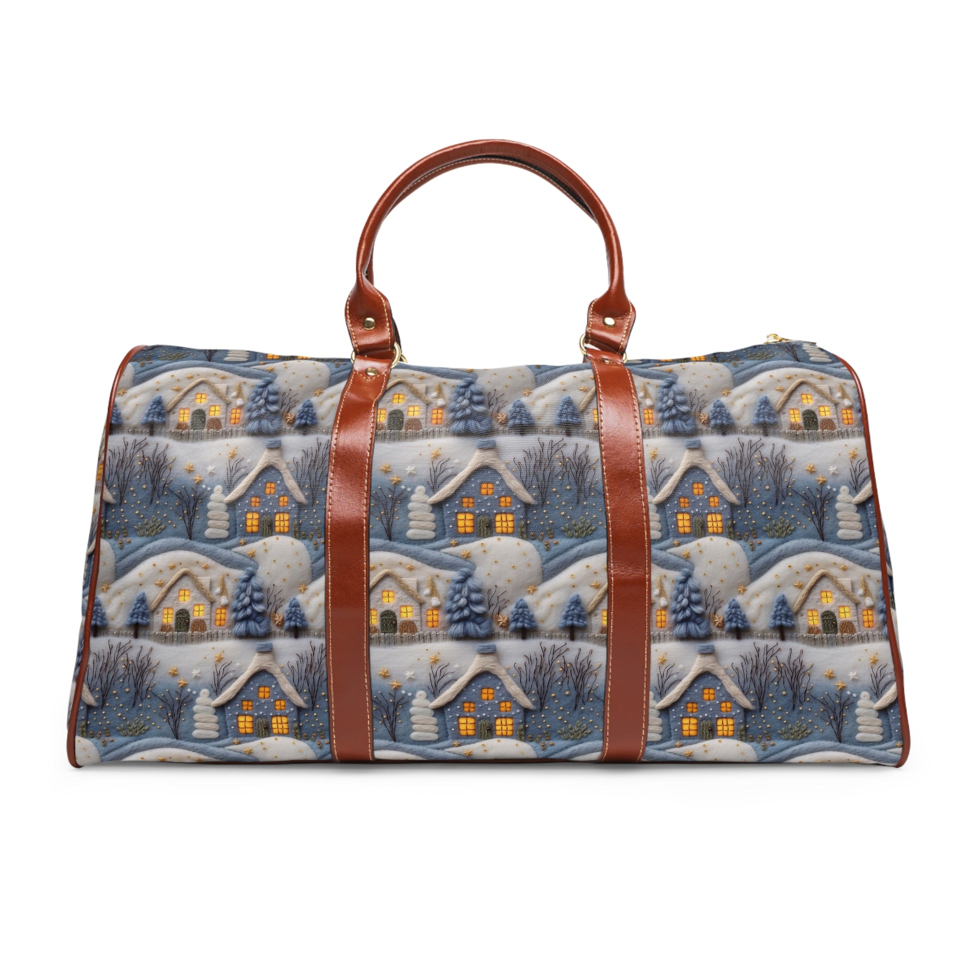 Waterproof Travel Bag with 3D Blue House Felt Illusion Durable, Lightweight, and Stylish Luggage for Travel, Gym, and Weekend Getaways Spacious and Perfect for Adventurers - MRSBYVALLE