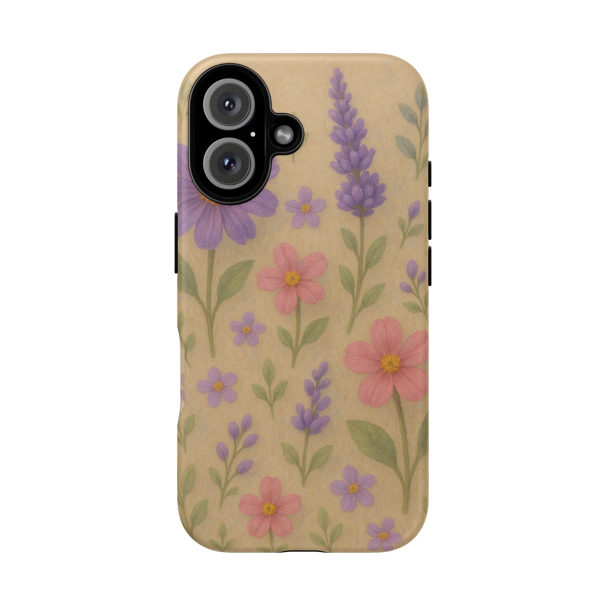 3D Illusion Wildflower Phone Case Cute Pastel Floral Design in Lavender, Pink, Mint Green – Aesthetic Protective Case for iPhone and  Android