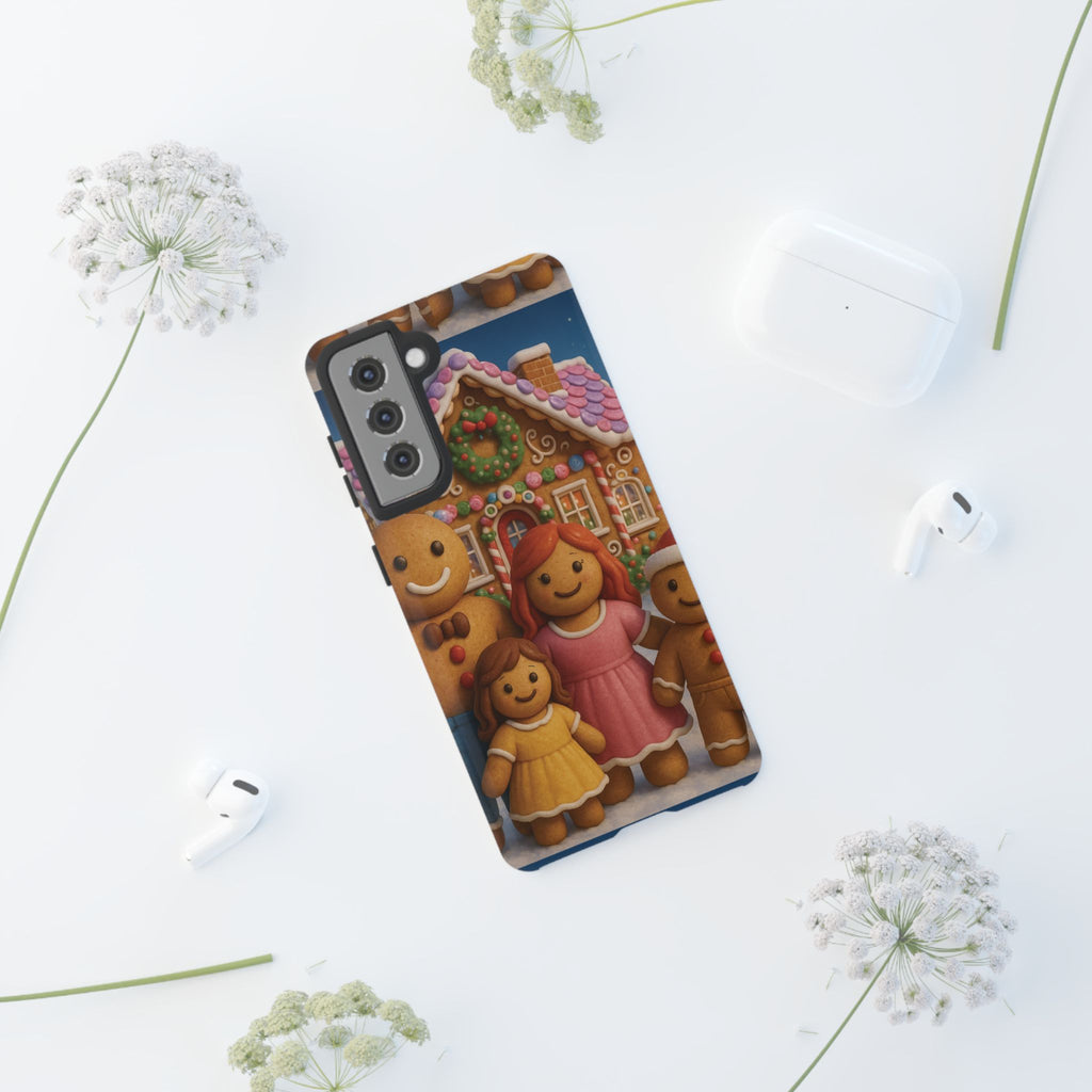 Coque de téléphone esthétique Famille en Pain d'Épices – Design d'inspiration vintage sur le thème de Noël – Étui stylé pour modèles iPhone et Samsung Galaxy