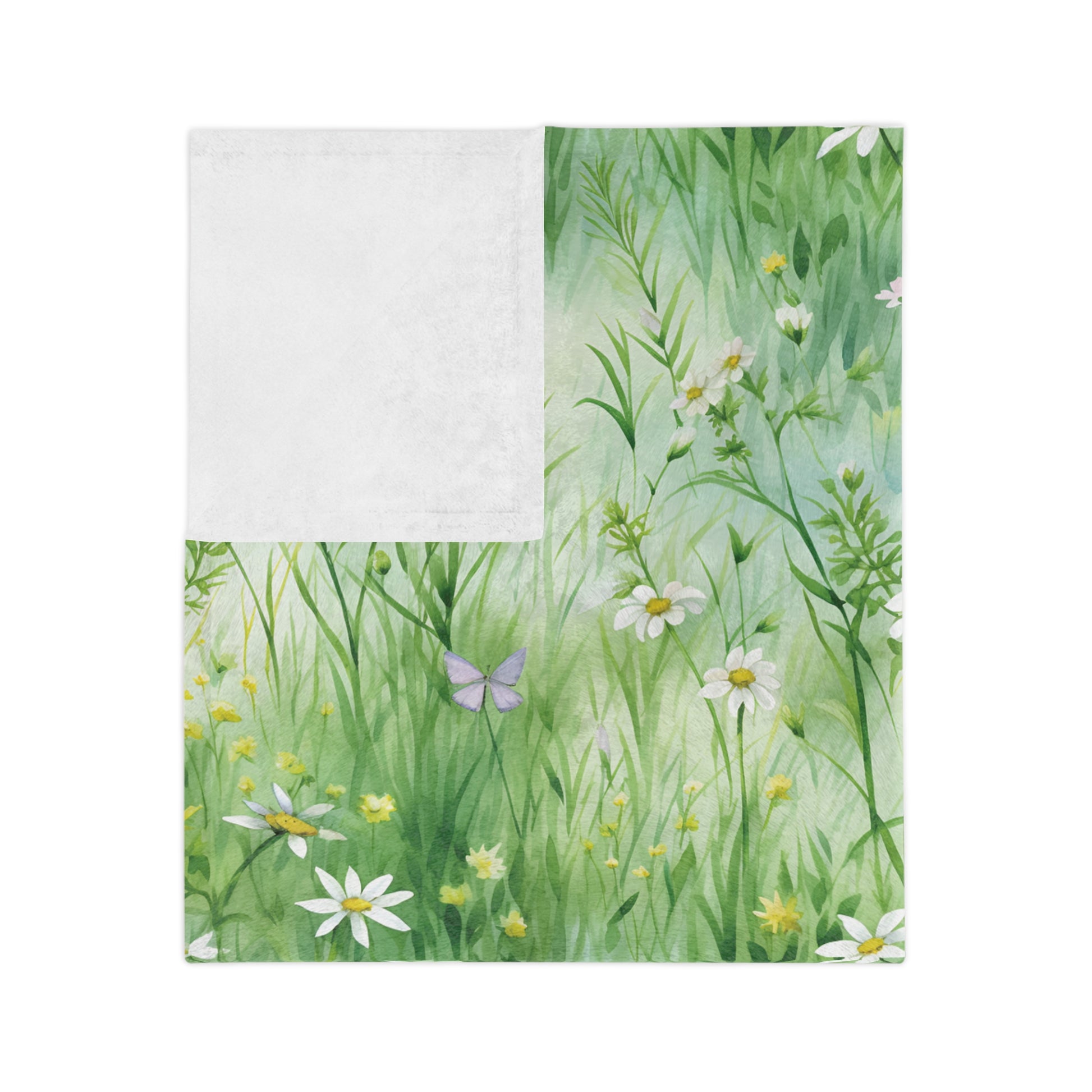 Watercolor Art Grassing Daisy with Light Green Perfect for Home Decor, Wall Art, and Gifts |Throw Ultra-Soft Minky Blanket Cozy Comfort Blanket for Elegant Home Decor Comfort Blanket, Perfect for Snuggling, Cozy All-Season Warmth, Housewarming Gift Throw - MRSBYVALLE