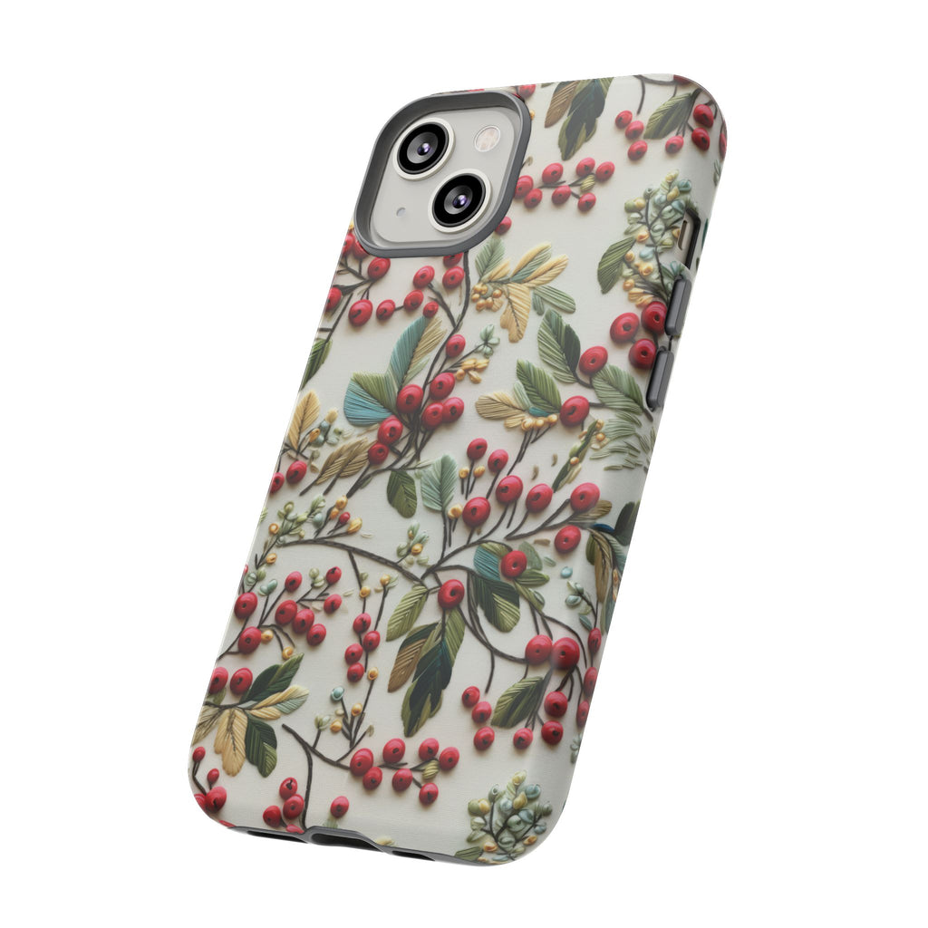 Holly Christmas Wildflowers Boho Chic Design Phone Case - Stylish, Protective Cover for All Models Gift for Mom Accessory Gift for Her
