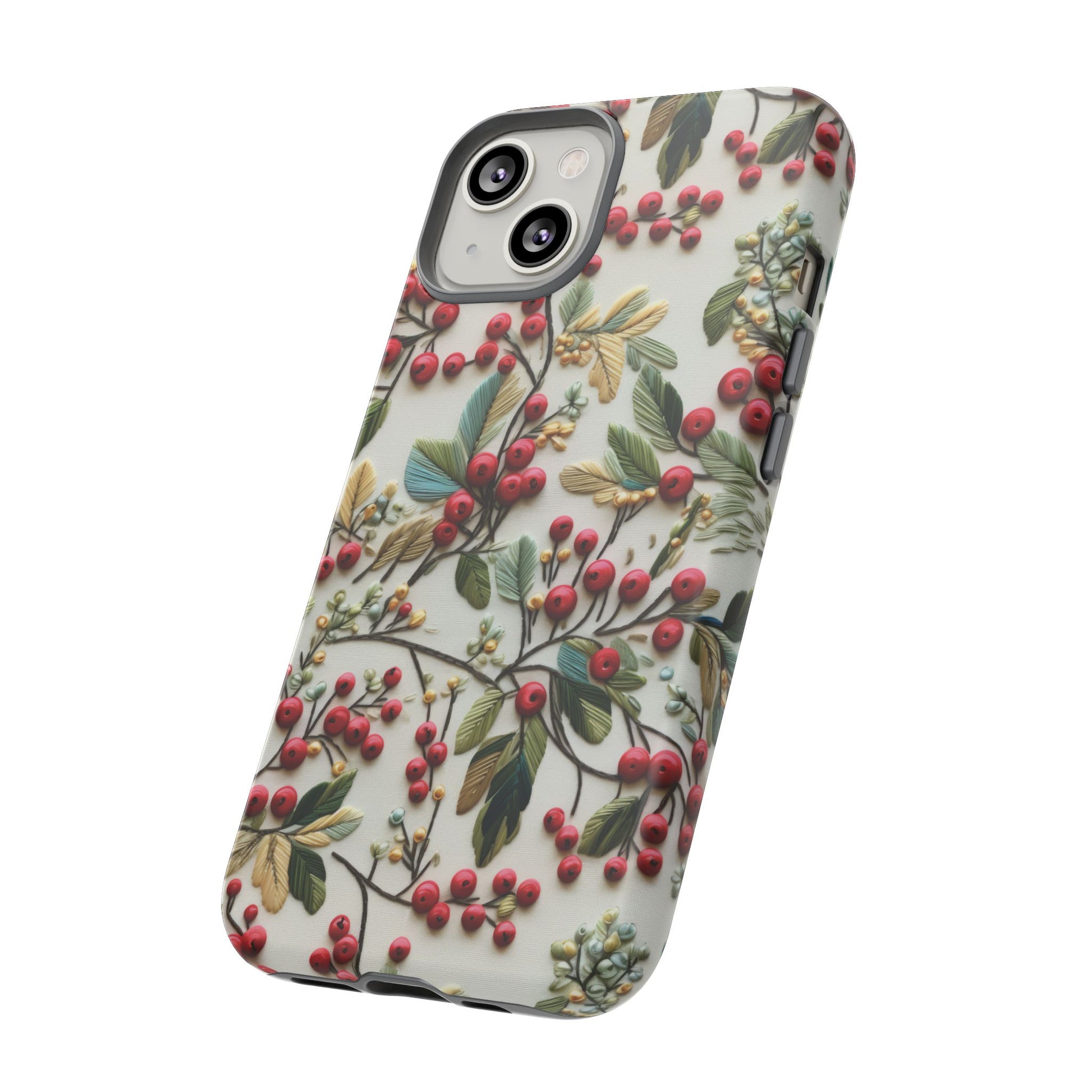 Holly Christmas Wildflowers Boho Chic Design Phone Case - Stylish, Protective Cover for All Models Gift for Mom Accessory Gift for Her