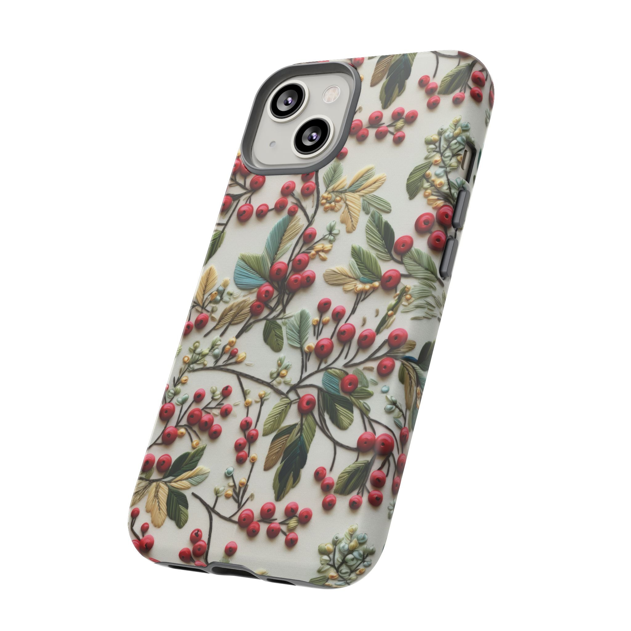 Holly Christmas Wildflowers Boho Chic Design Phone Case - Stylish, Protective Cover for All Models Gift for Mom Accessory Gift for Her