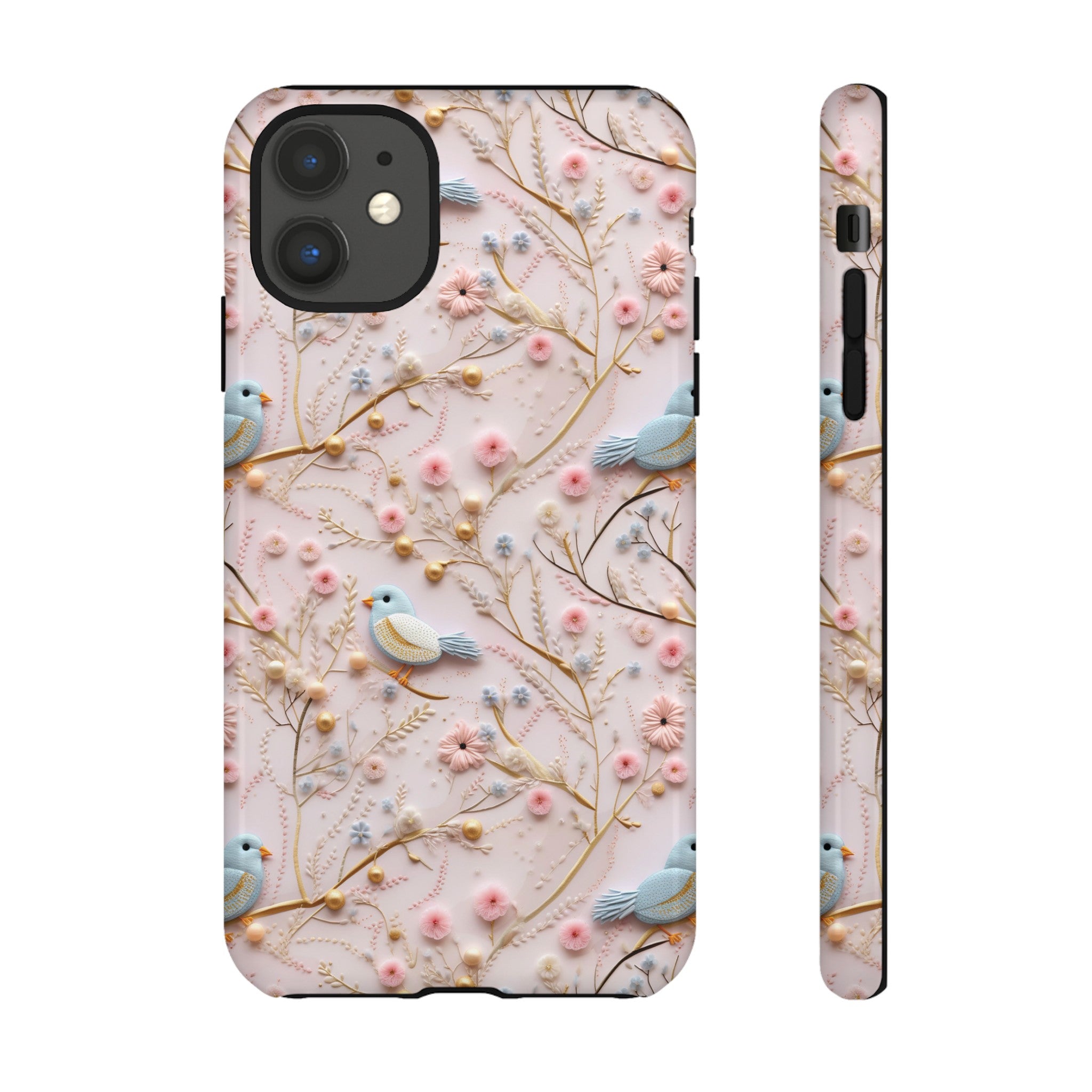 3D Birds Elegant Faux Flowers Phone Case Stylish & Durable for iPhone Samsung Gift iPhone 15, 14, 13 Samsung Pixel Gift for Mom Accessory Gift for Her