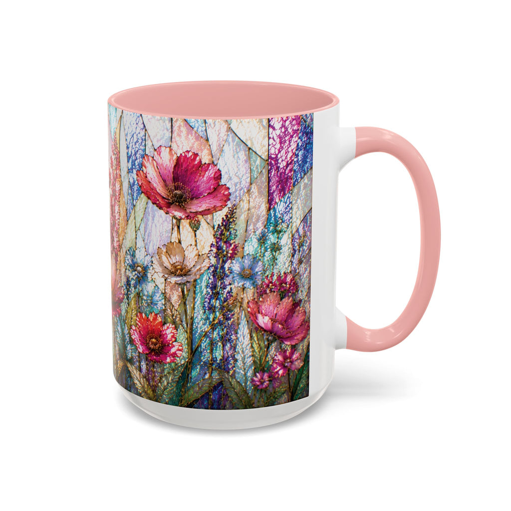 Wildflower Watercolor Coffee Mug Vibrant Wildflower Accent 11/15oz Stain Glass Illusion