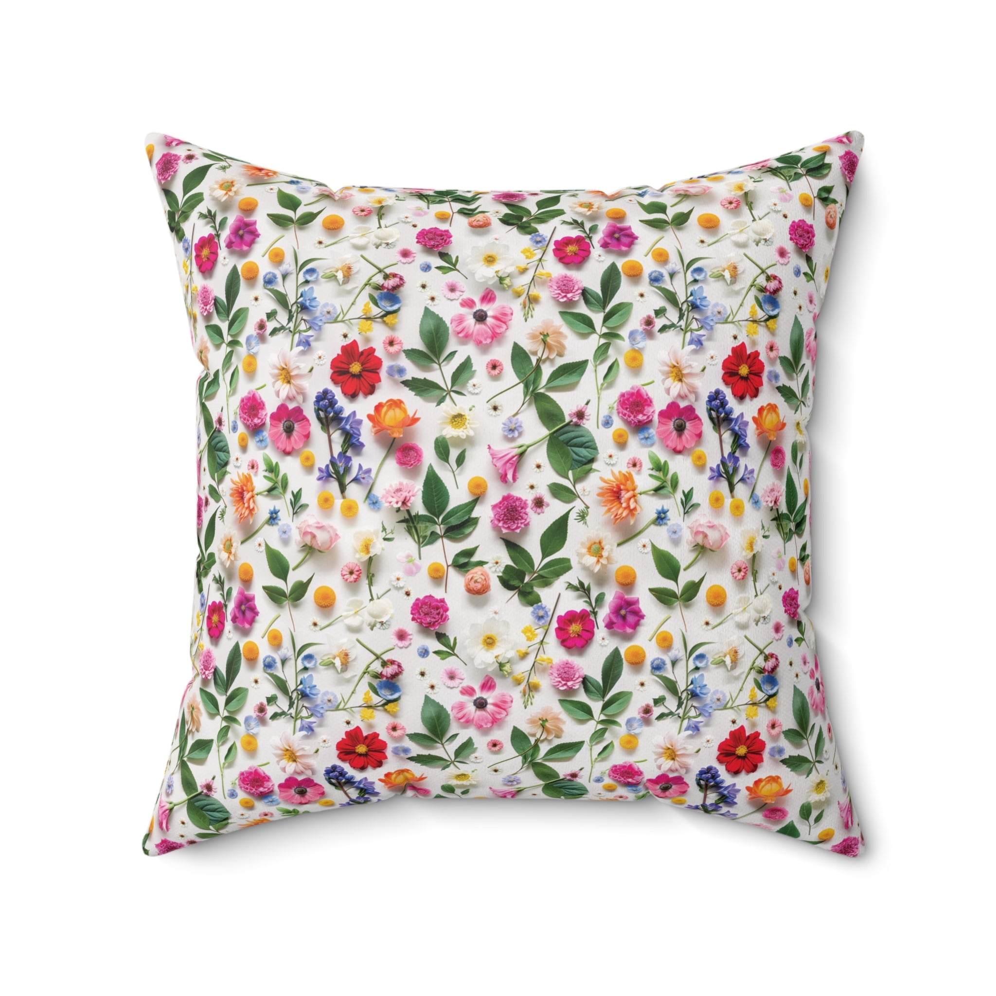 Modern Wildflowers Decorative Pillow - Available in 16x16, 18x18, 20x20 - Vibrant Accent for Living Room, Bedroom, or Sofa Decor 100% Polyester with Double-Sided Print