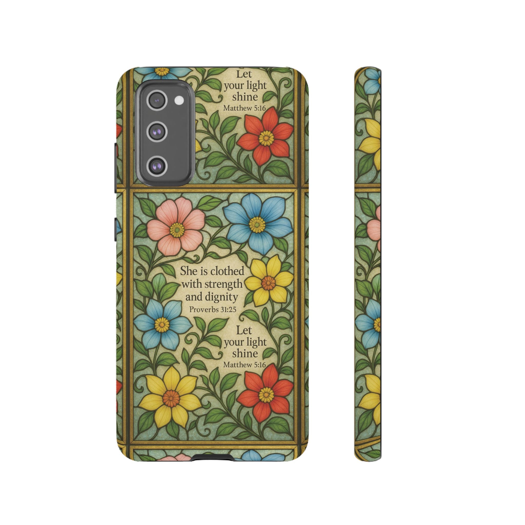 Pastel Floral Stained Glass Bible Verse Phone Case Christian Affirmation, Soft Faith Design, iPhone Samsung Google, Inspirational Gift for HerGift for Christians