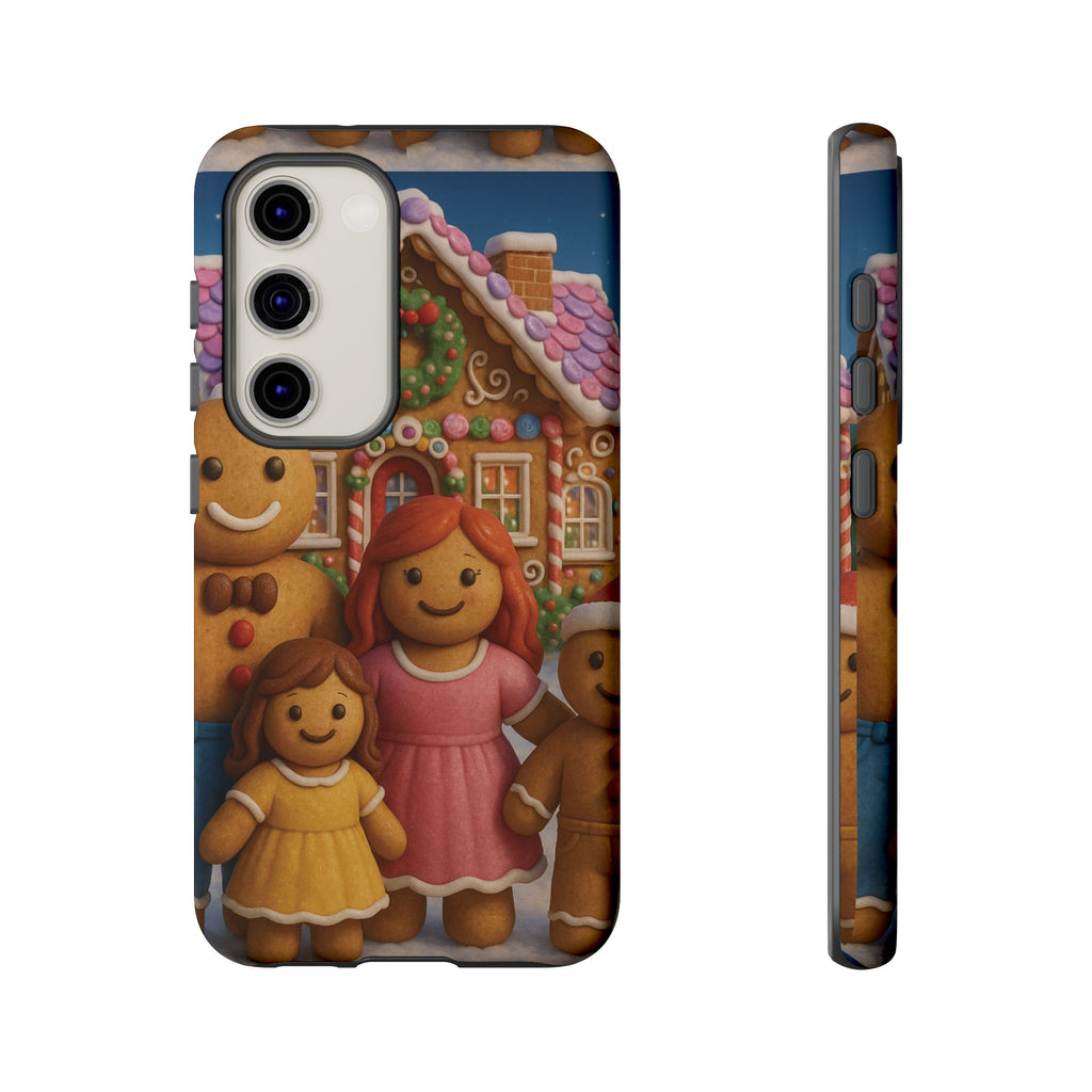 Coque de téléphone esthétique Famille en Pain d'Épices – Design d'inspiration vintage sur le thème de Noël – Étui stylé pour modèles iPhone et Samsung Galaxy