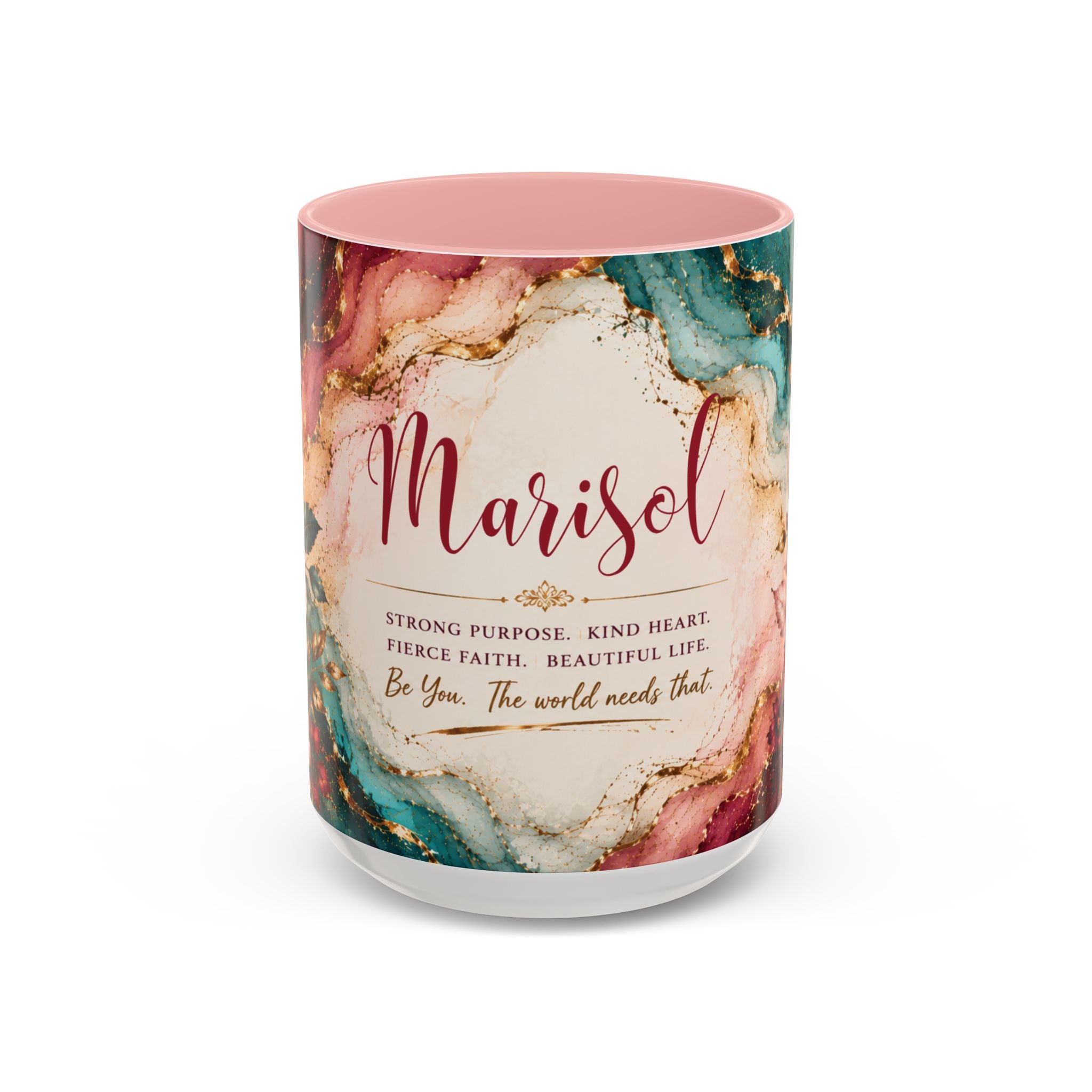 Personalized Name Mug for Women, Inspirational Color Handle Coffee Mug, 11 oz or 15 oz Gift for Her