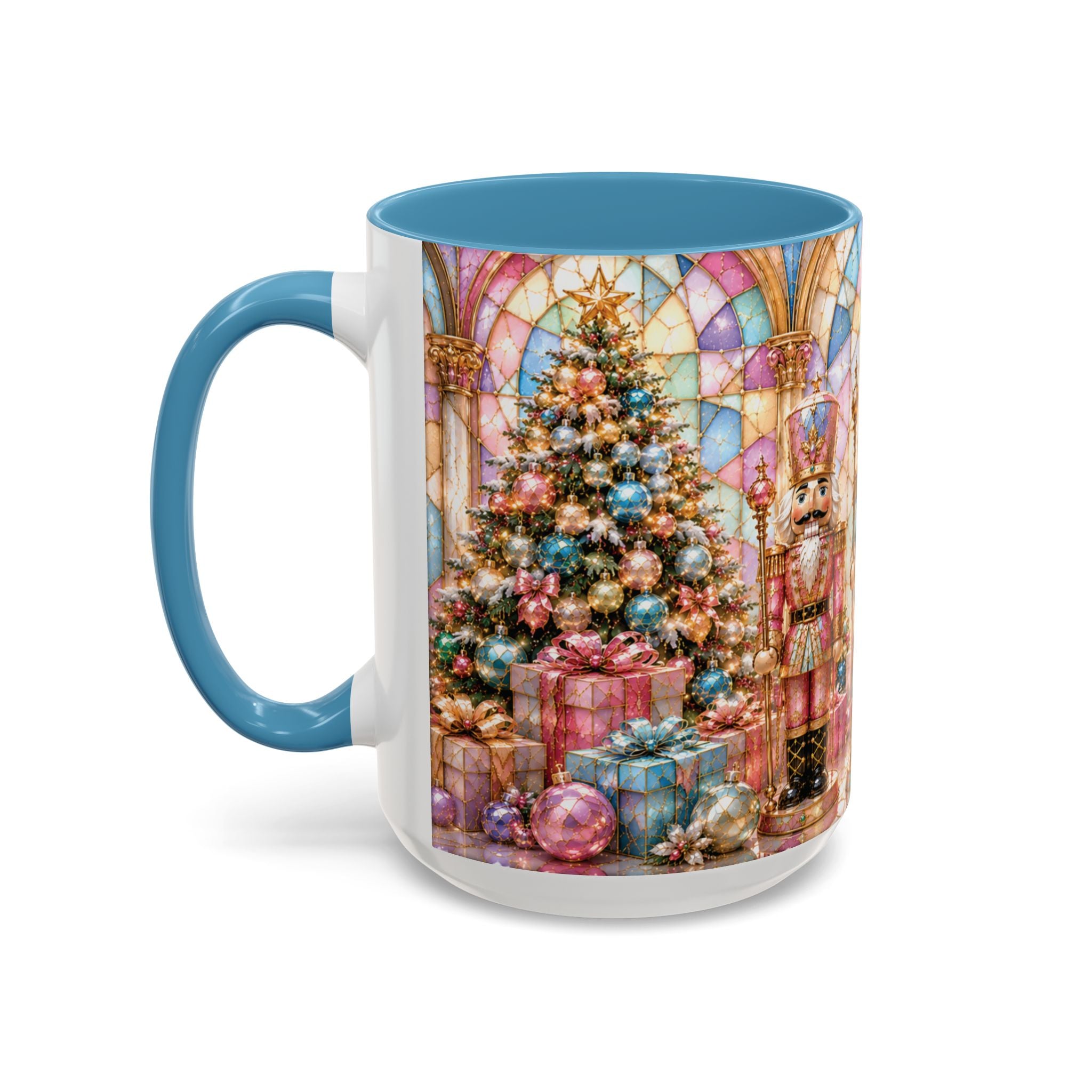 Nutcracker Christmas Coffee Mug – Festive Stained-Glass Holiday Accent Cup (11/15oz) Gift for Her