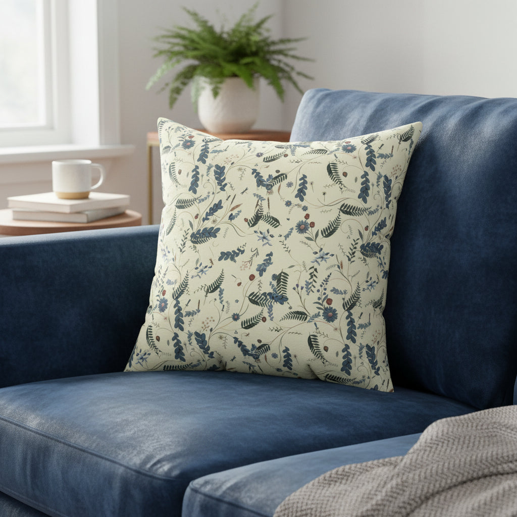Decorative pillow with floral pattern on a white background