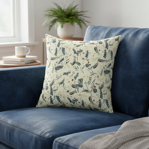 Decorative pillow with floral pattern on a white background