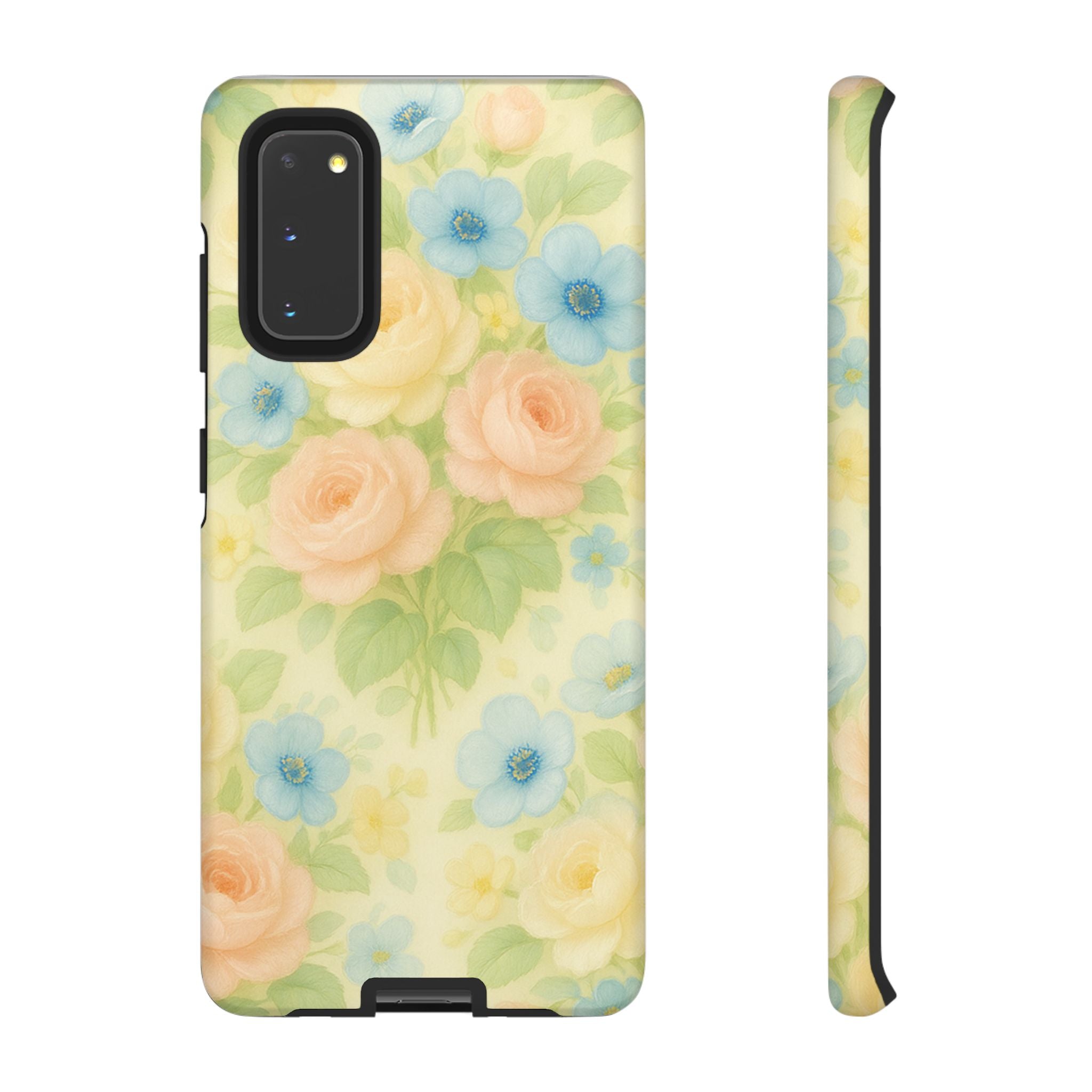Pastel Yellow Vintage Floral Phone Case  Romantic Cottagecore Aesthetic, Soft Botanical Design, Protective Gift for Her, Fits iPhone & Samsung Models