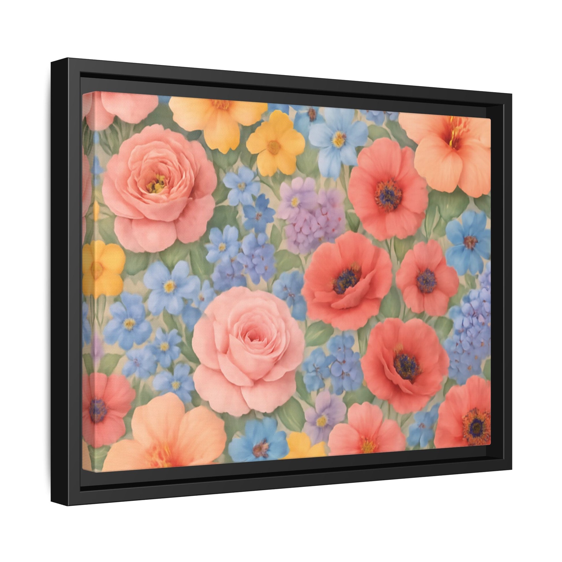 Luxury Framed Floral Canvas – Bold Multi-Color Botanical Wall Art, Elegant Nature-Inspired Accent for Living Room, Bedroom, or Office Décor Gift for Mom