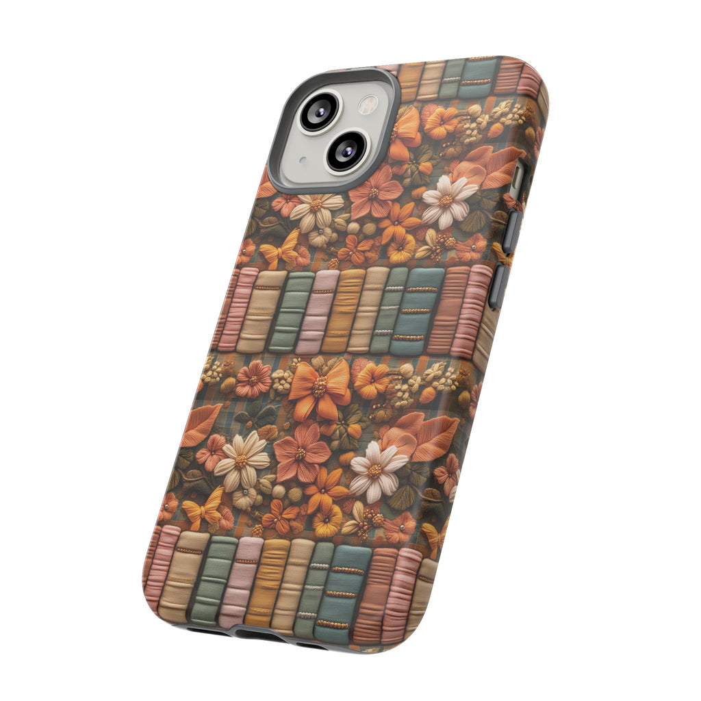 3D Illusion Boho Floral and Books Phone Case Gift for Her Phone 15, Samsung iPhone Samsung Gift for Her Case iPhone 15, Samsung iPhone Samsung Accessory Gift for Her