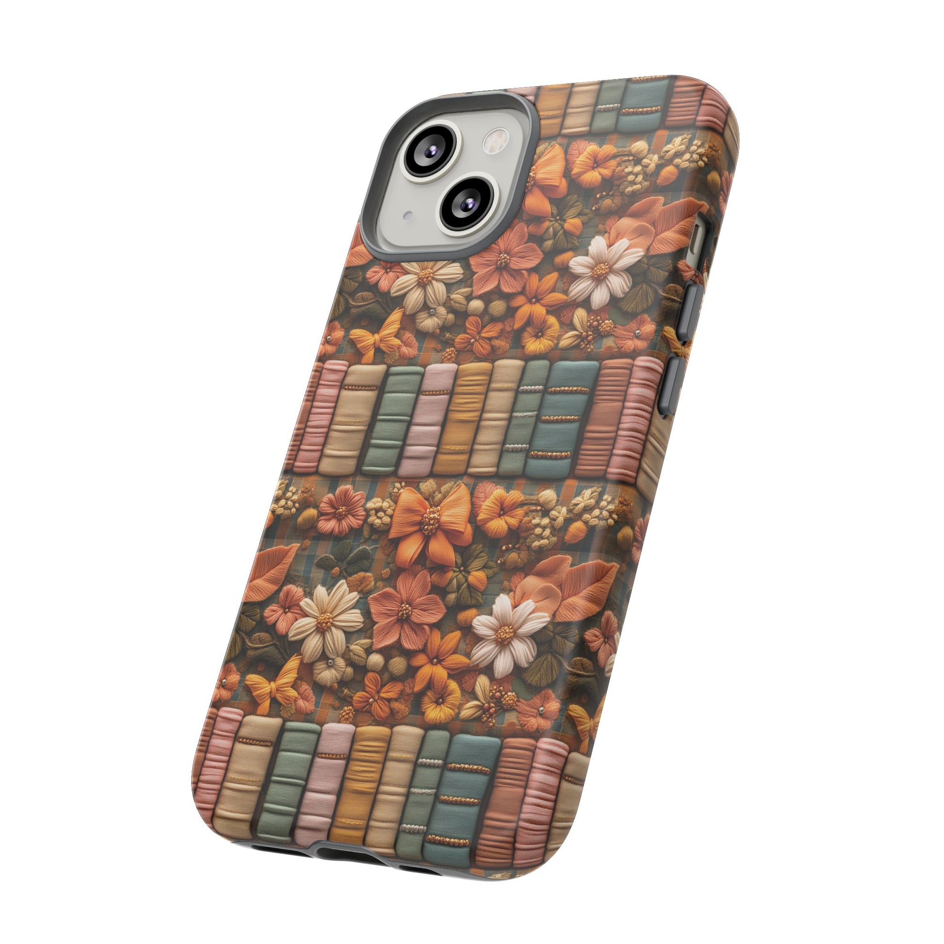 3D Illusion Boho Floral and Books Phone Case Gift for Her Phone 15, Samsung iPhone Samsung Gift for Her Case iPhone 15, Samsung iPhone Samsung Accessory Gift for Her