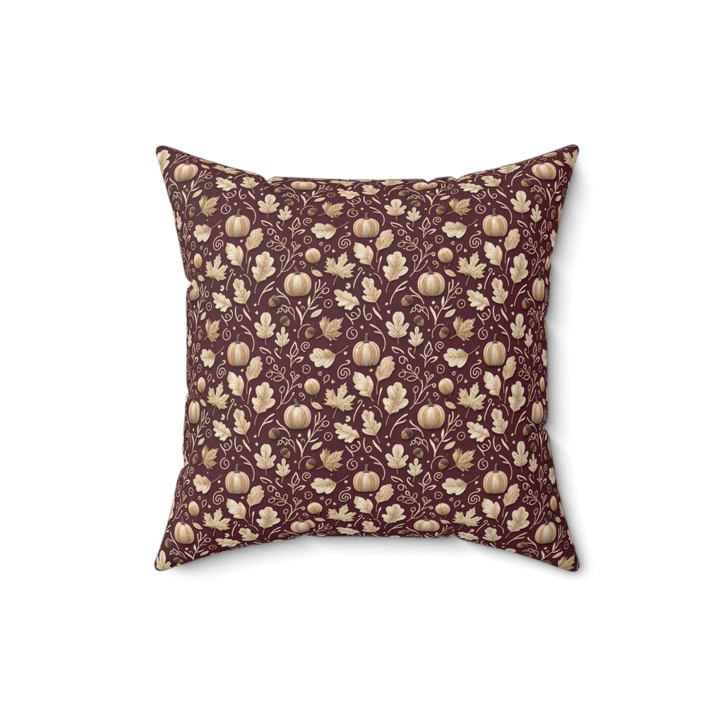 Burgundy Fall Pillow, Autumn Leaves Throw Cushion, Cozy Rustic Harvest Home Decor Accent for Living Room & Bedroom Pillow Included Housewarming
