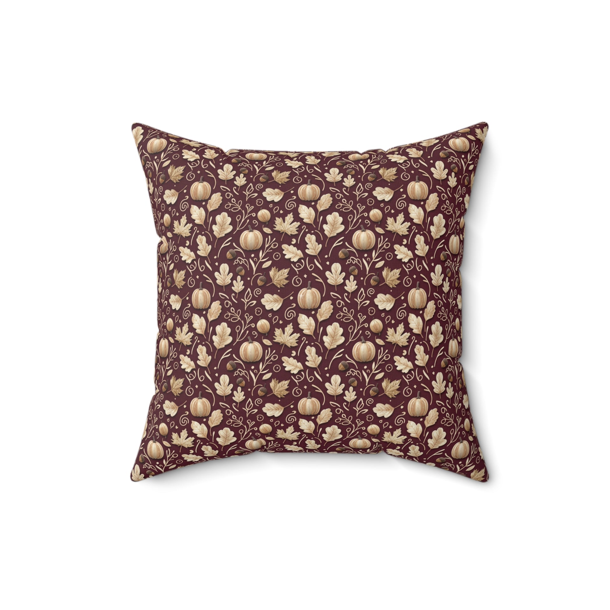 Burgundy Fall Pillow, Autumn Leaves Throw Cushion, Cozy Rustic Harvest Home Decor Accent for Living Room & Bedroom Pillow Included Housewarming