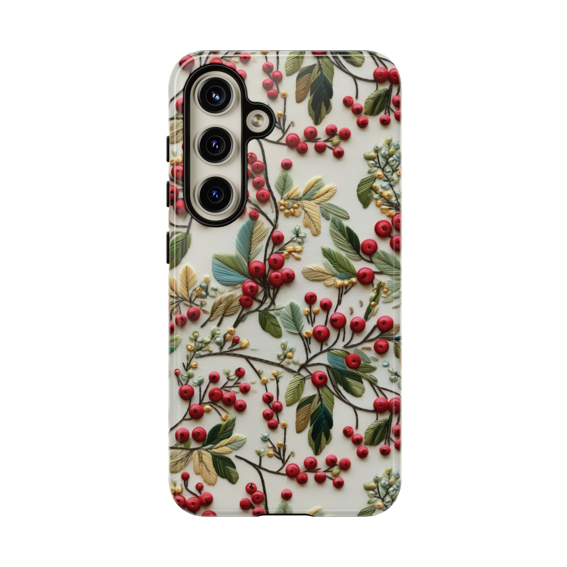 Holly Christmas Wildflowers Boho Chic Design Phone Case - Stylish, Protective Cover for All Models Gift for Mom Accessory Gift for Her
