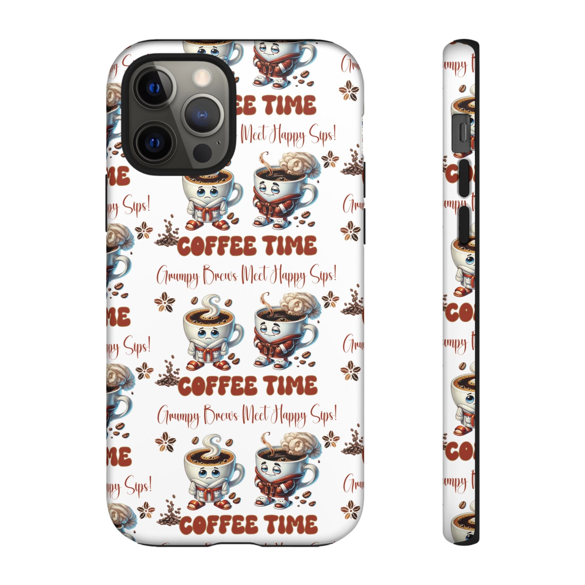 Grumpy Brews Meet Happy Sips Phone Case Compatible with iPhone, Samsung & Pixel | Fun, Durable Protection for Coffee Lovers | Unique Design, Shockproof & Scratch-Resistant Perfect for Coffee Lover - MRSBYVALLE